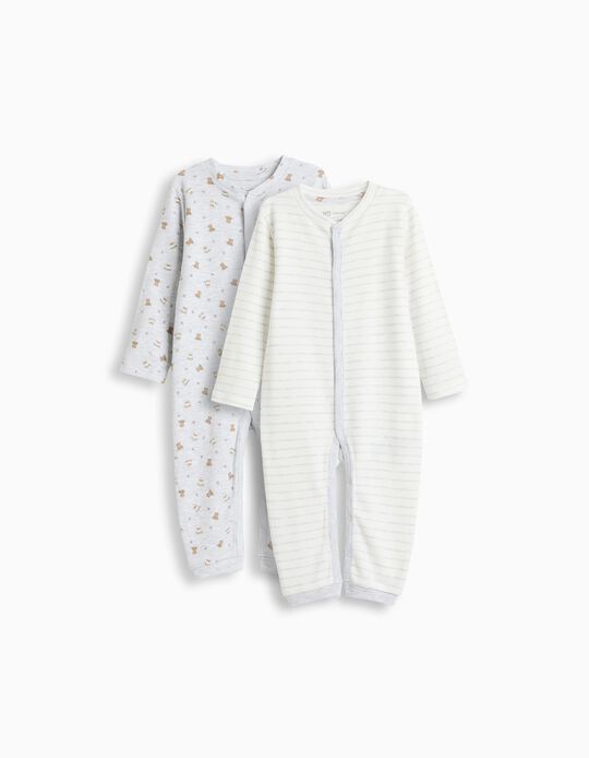 Comprar Online Pack 2 Babygrows, Menino, Cinzento Claro