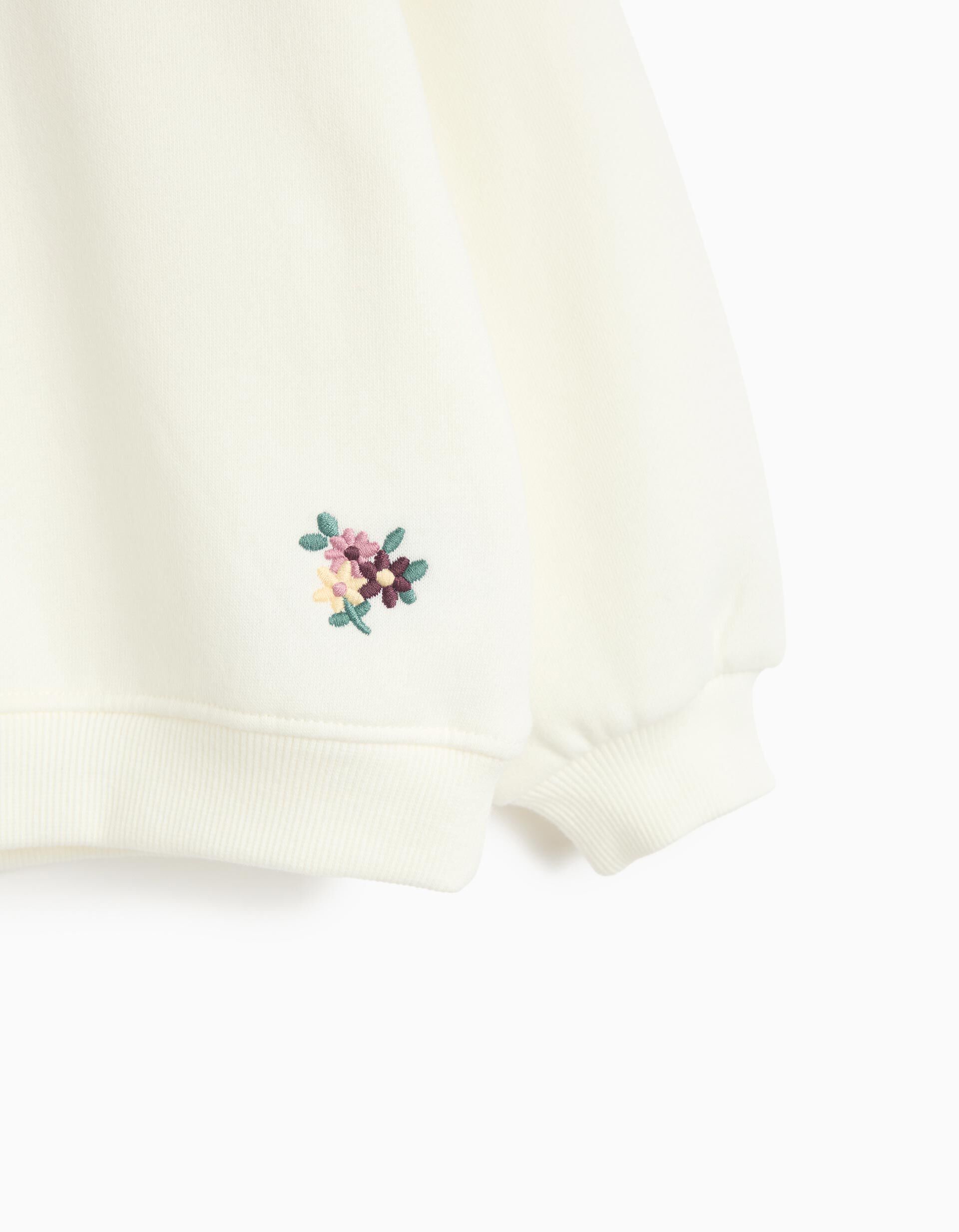 Comprar Online Sweatshirt Com Gola Bordada, Menina, Branco
