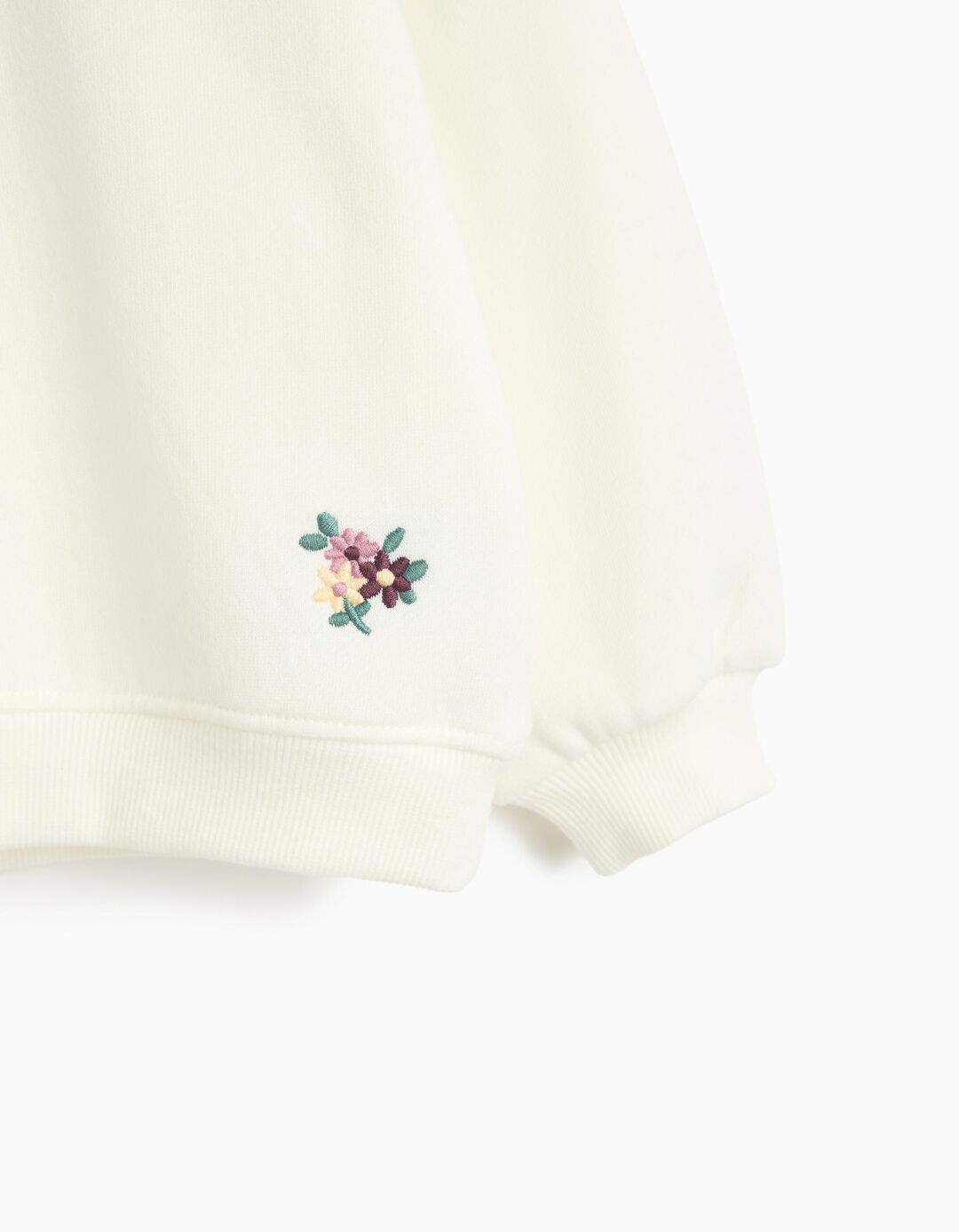Sweatshirt Com Gola Bordada, Menina, Branco