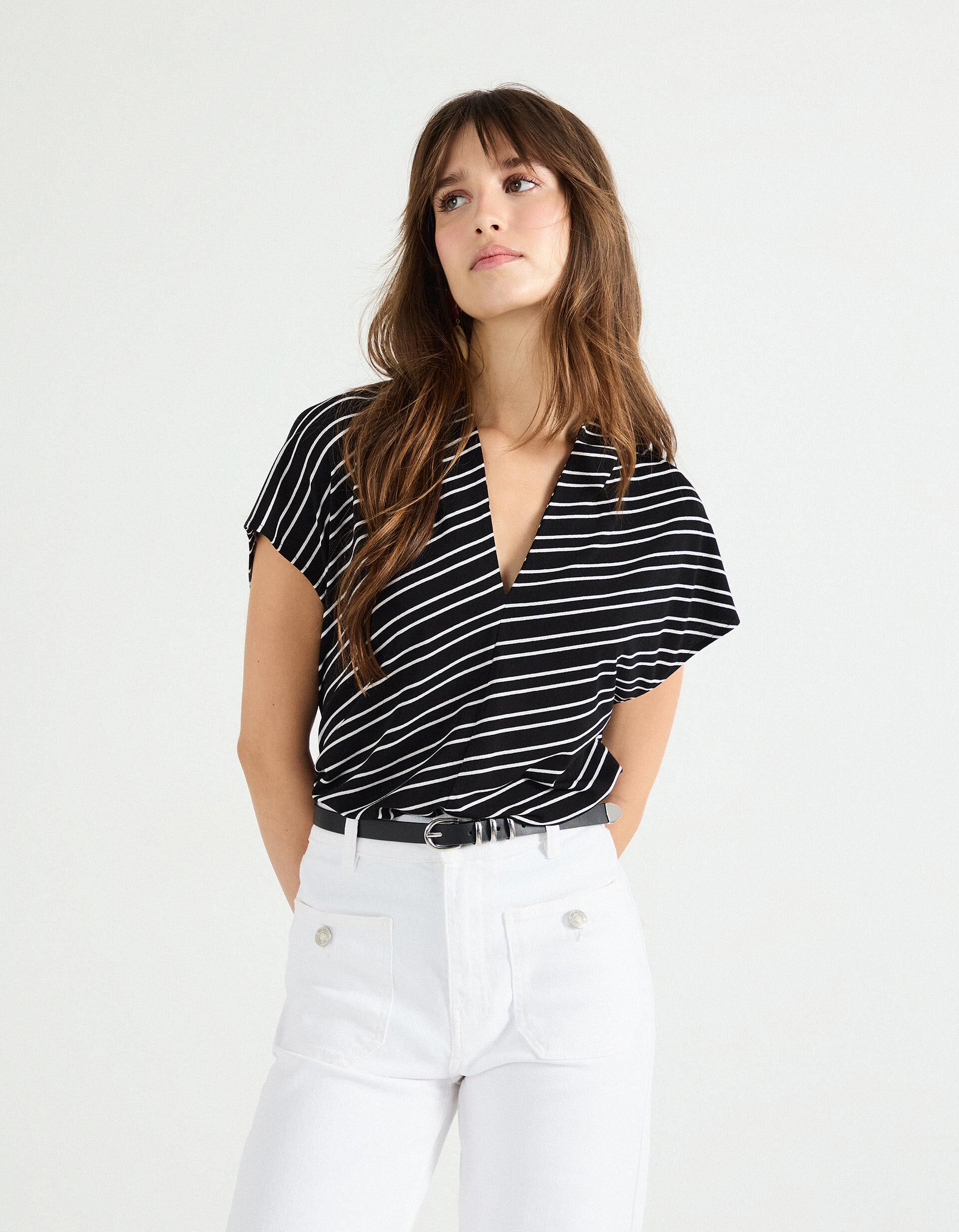 Comprar Online Blusa com Riscas, Mulher, Preto