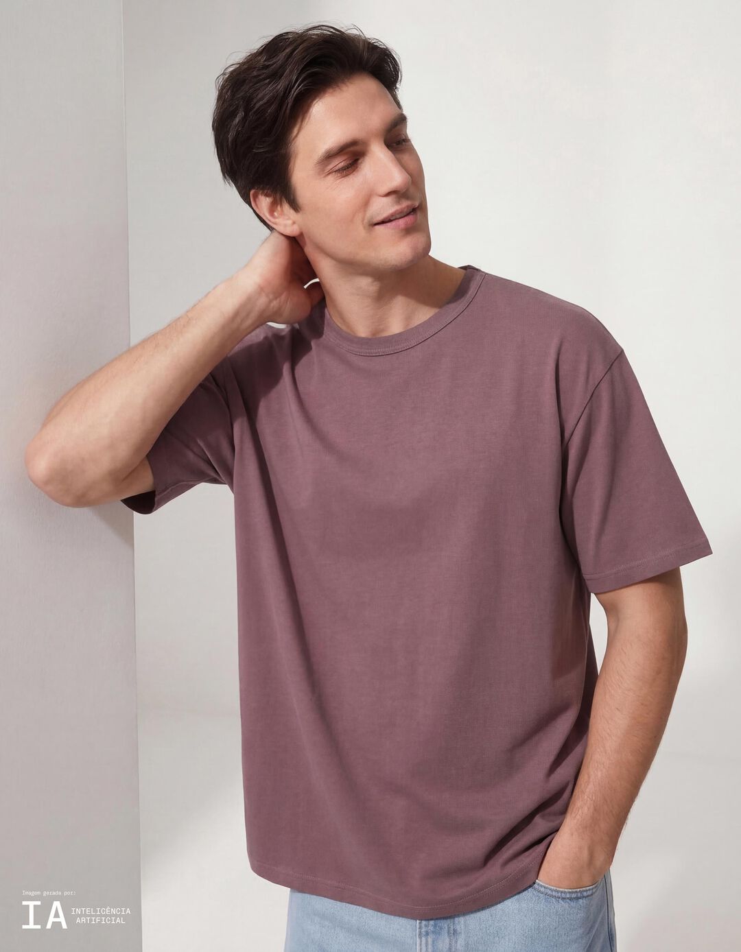 T-shirt Heavy Jersey, Homem, Rosa Escuro