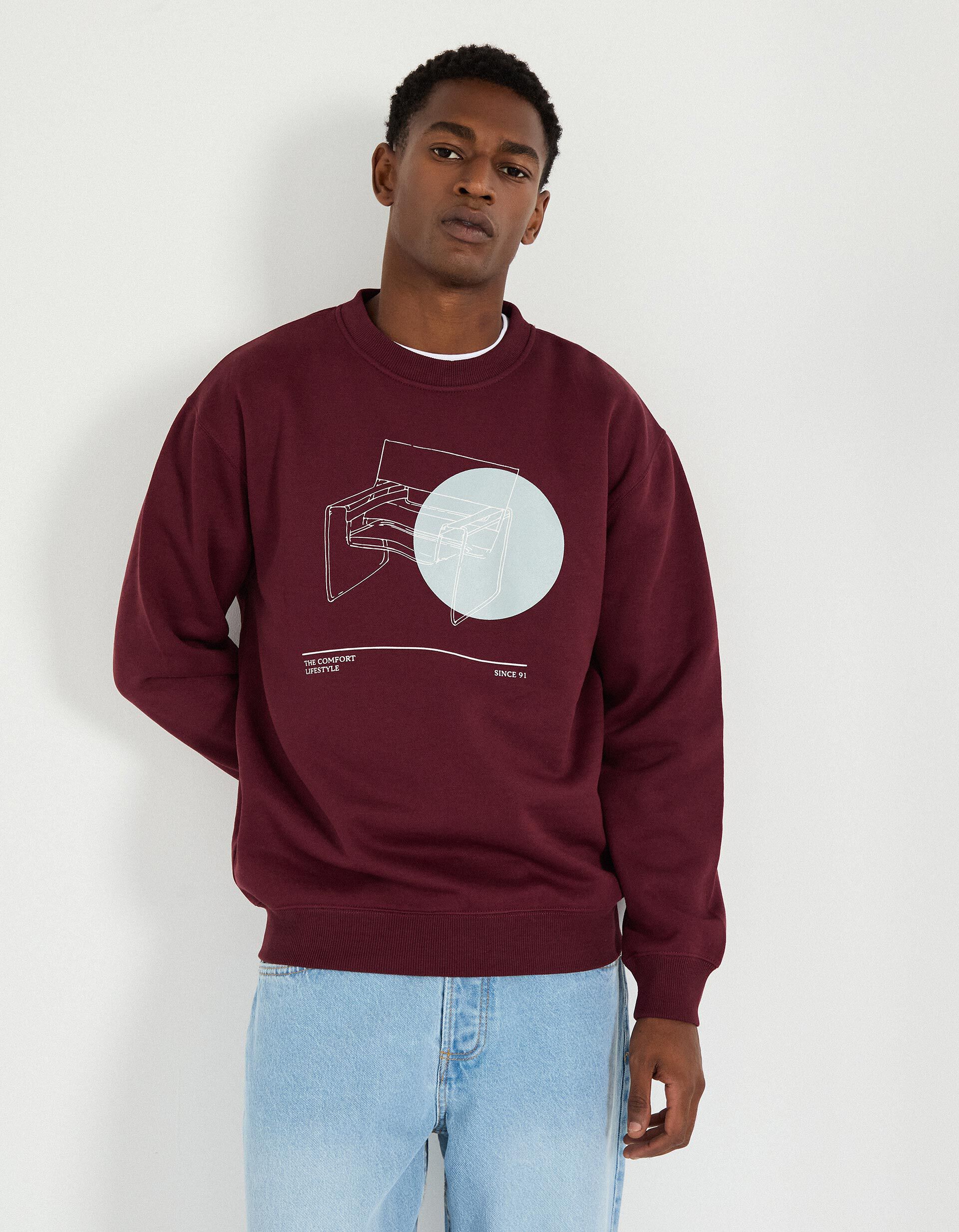 Comprar Online Sweatshirt de Felpa, Homem, Vermelho Escuro 