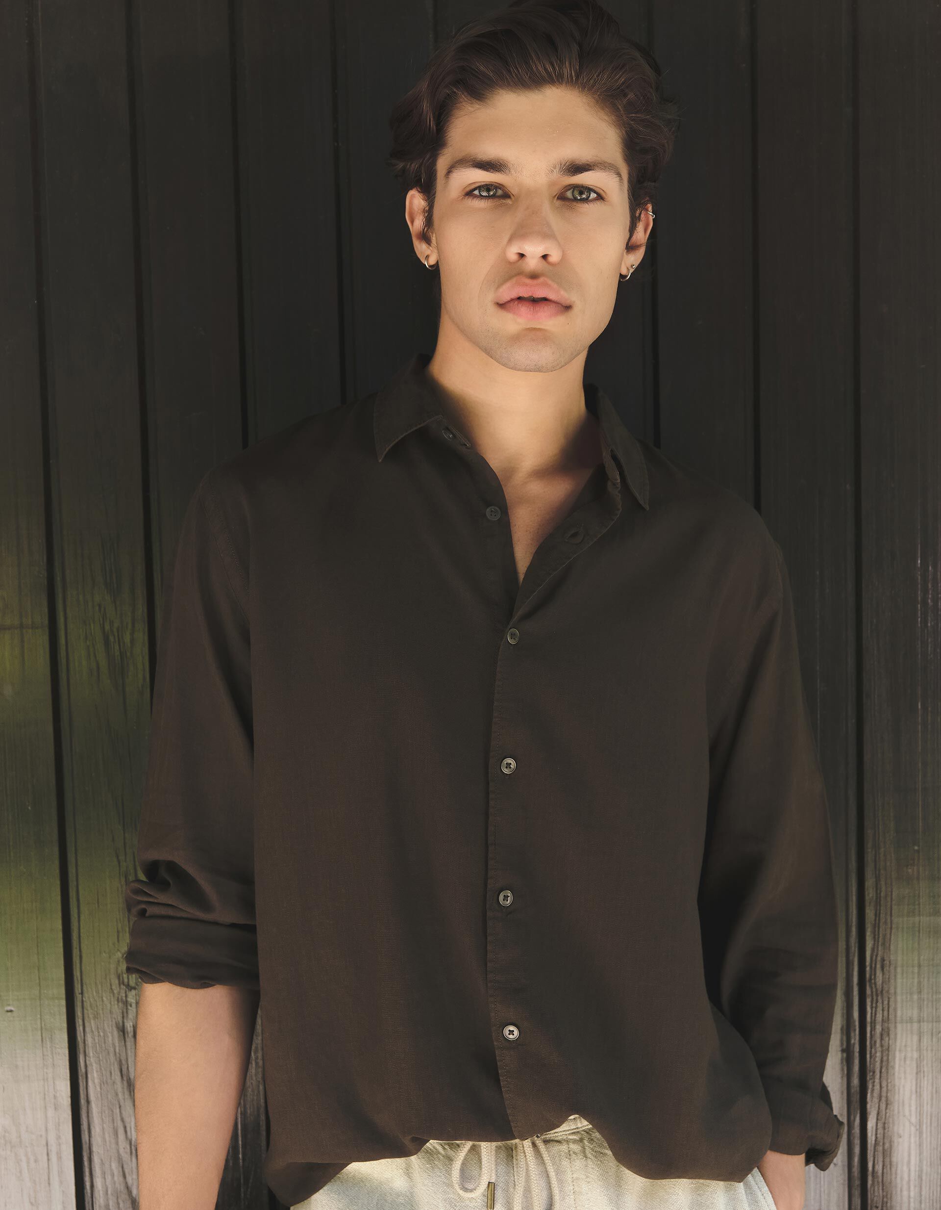 Comprar Online Camisa com Linho, Homem, Castanho
