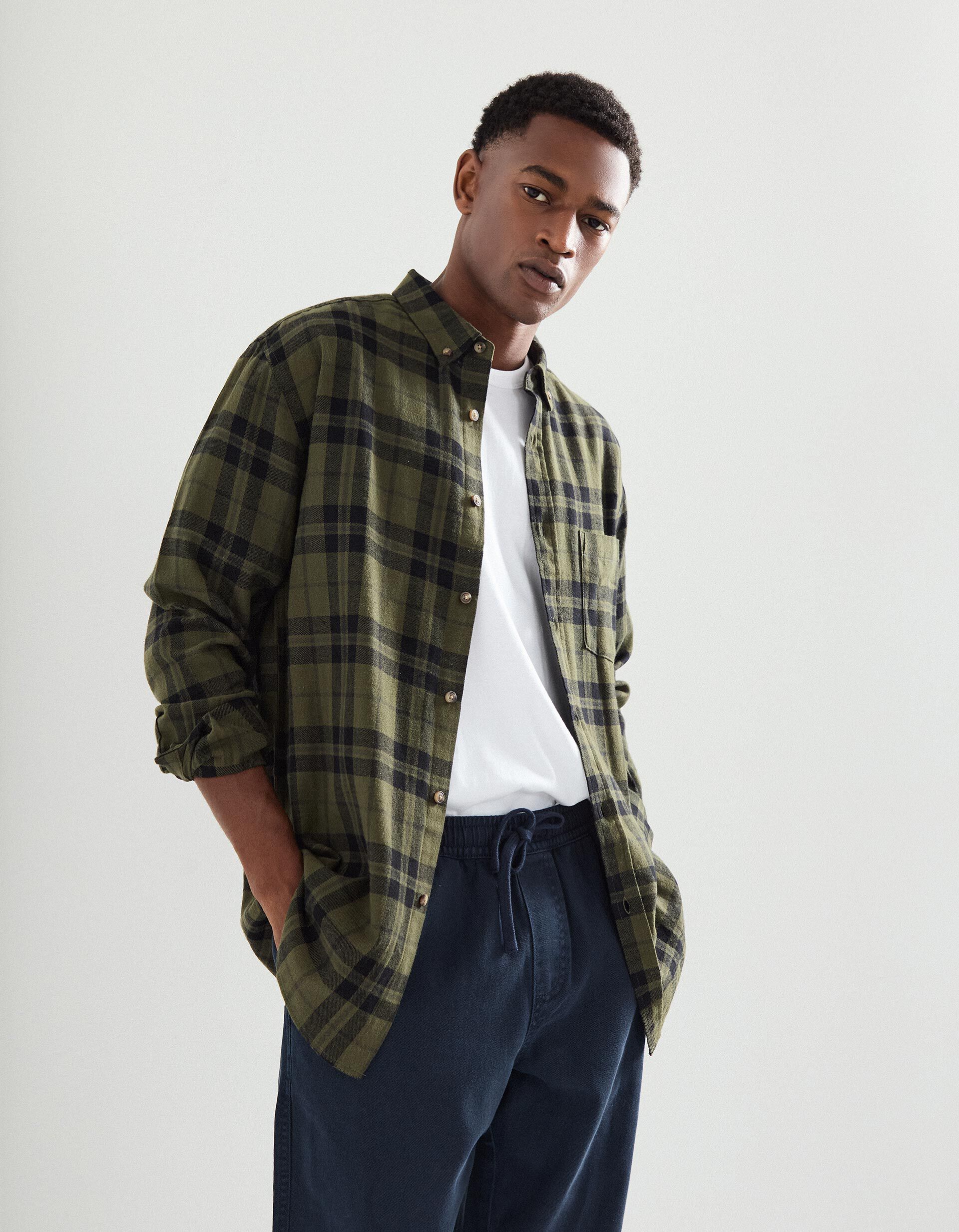 Comprar Online Camisa Flanela de Xadrez, Homem, Verde Escuro