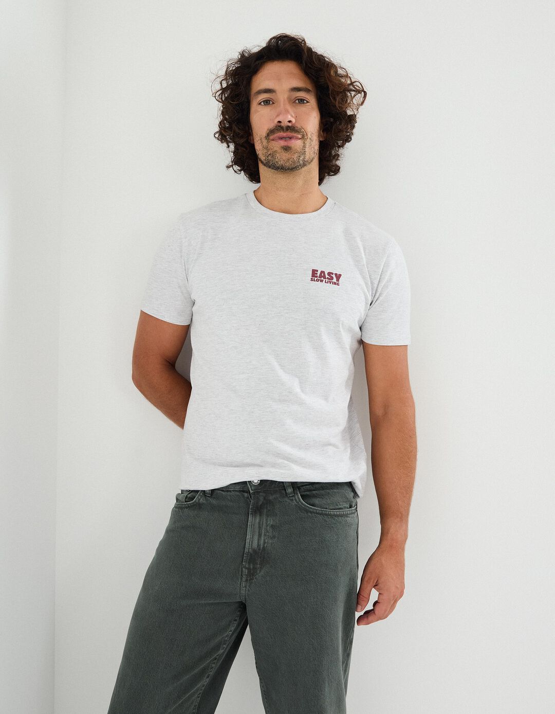 T-shirt Print, Homem, Cinzento Claro