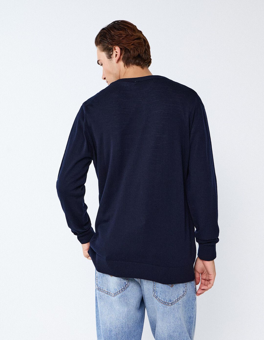 Camisola De L&atilde; Merino, Homem, Azul Escuro