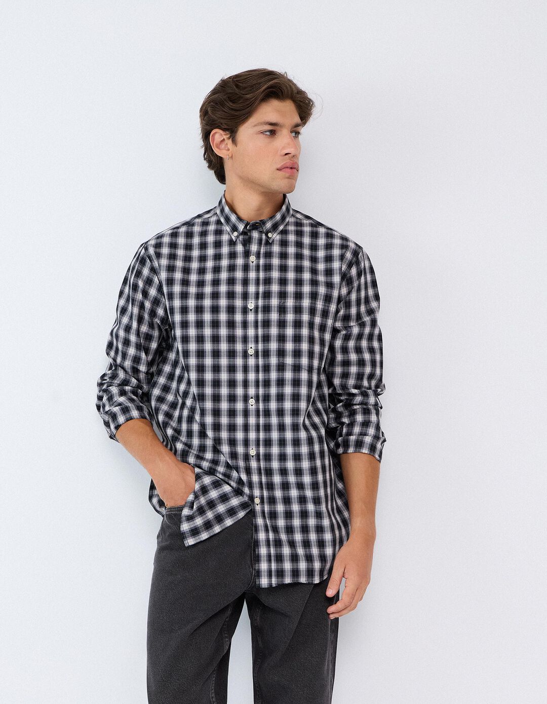 Camisa De Popelina, Homem, Cinzento