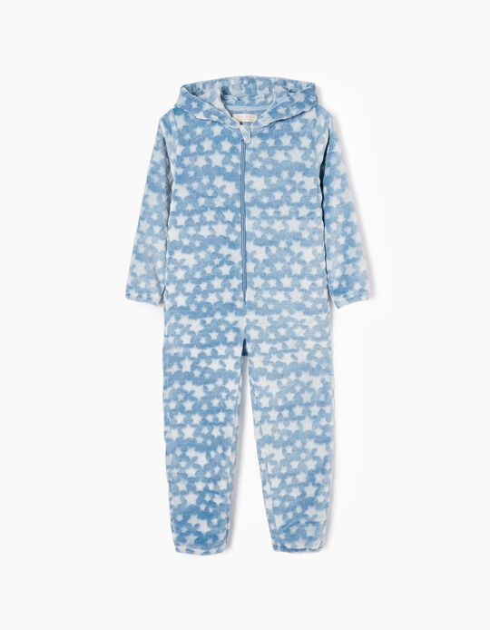Pijama Mono de Coralina para Niño, Azul