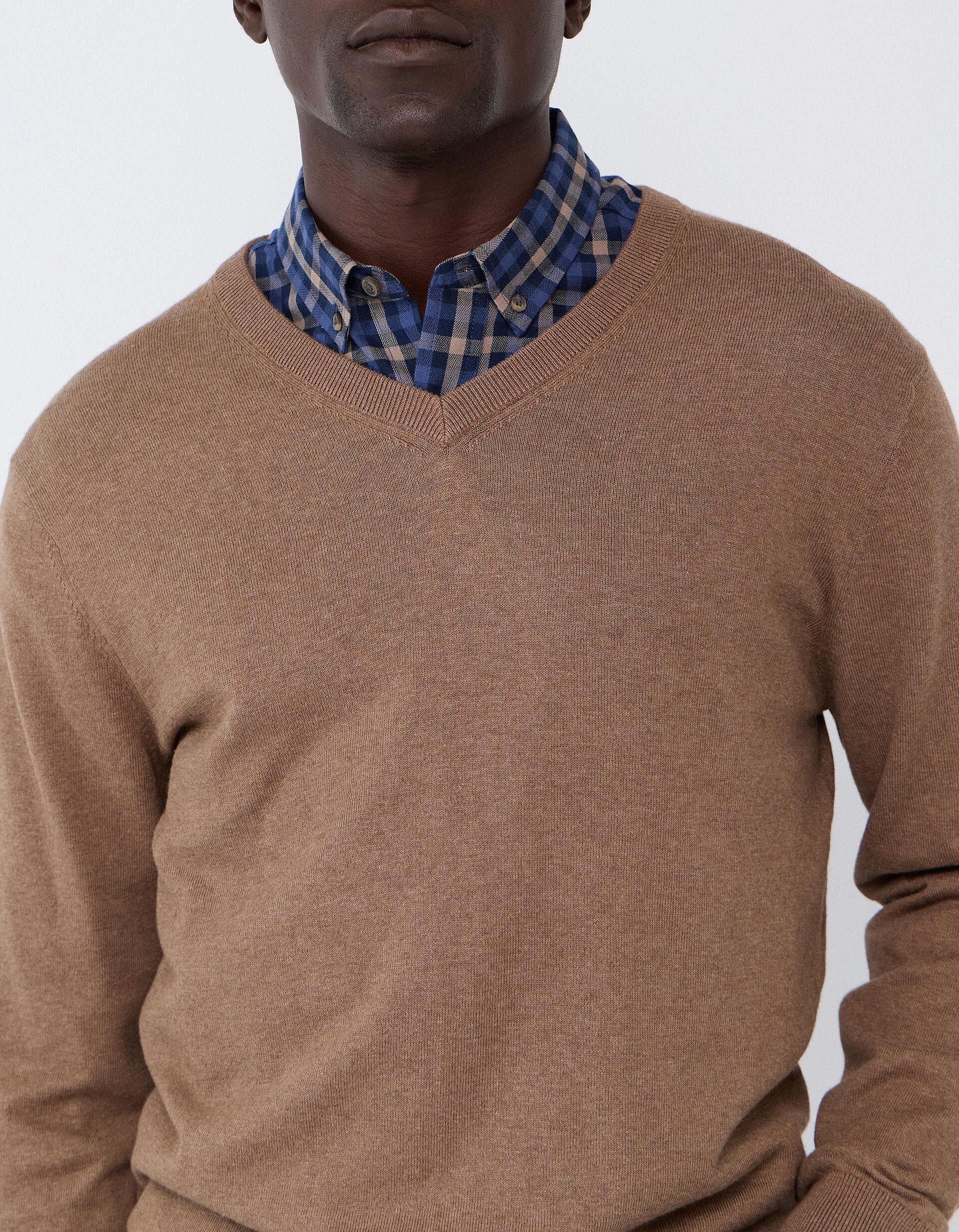 Comprar Online Camisola De Malha Com Caxemira, Homem, Bege Escuro