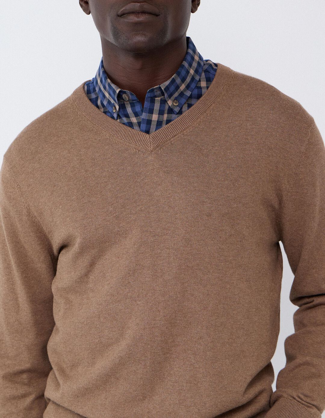 Camisola De Malha Com Caxemira, Homem, Bege Escuro