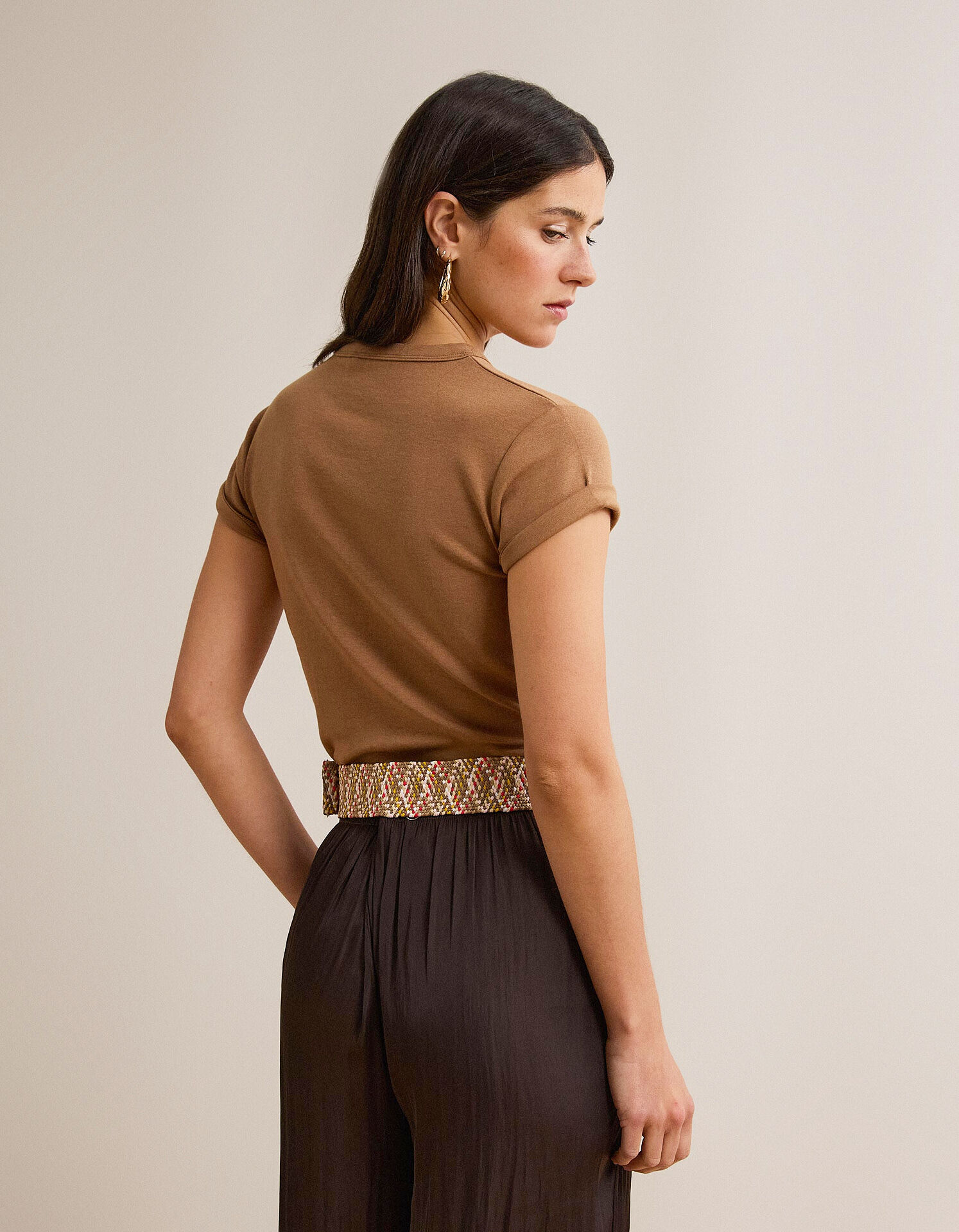 Comprar Online T-shirt Modal, Mulher, Castanho Claro
