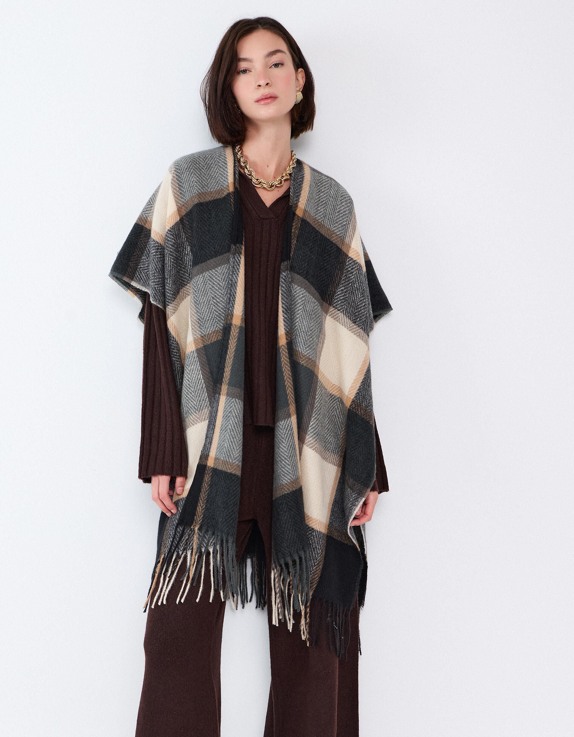 Comprar Online Poncho, Mulher, Cinzento