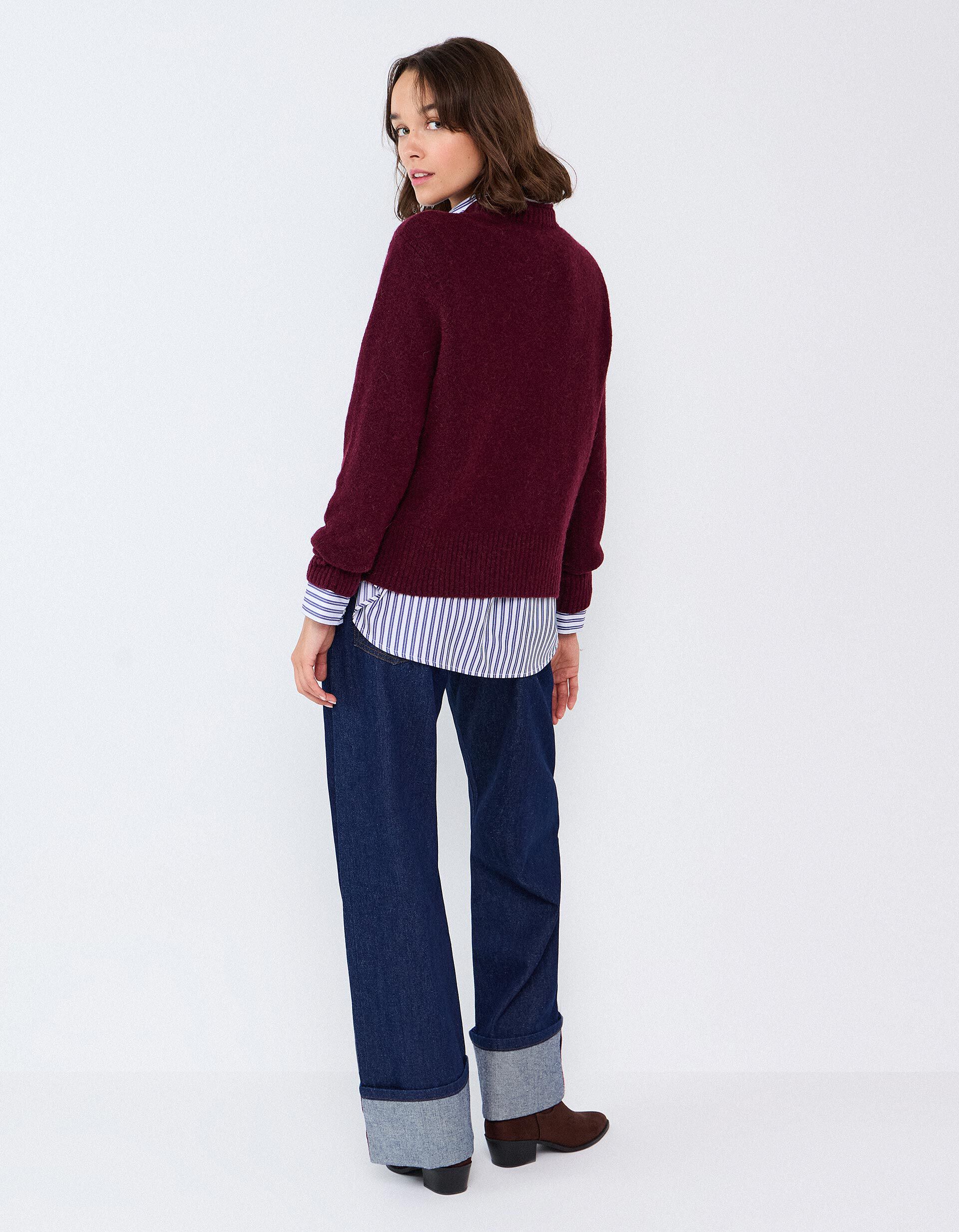 Comprar Online Camisola Em Mistura De L&atilde; E Alpaca, Mulher, Vermelho Escuro
