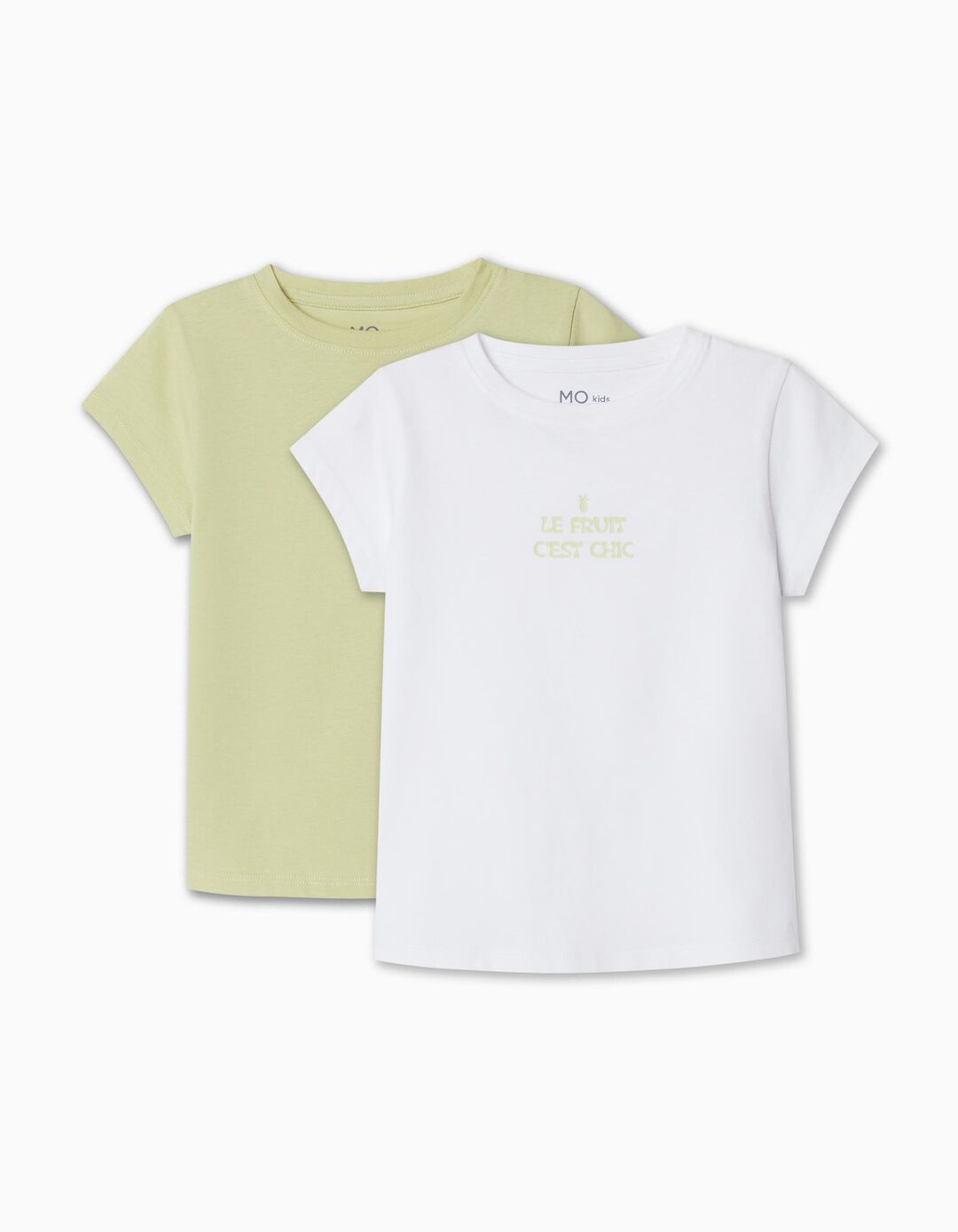 Pack 2 T-shirts, Menina, Verde Claro/Branco
