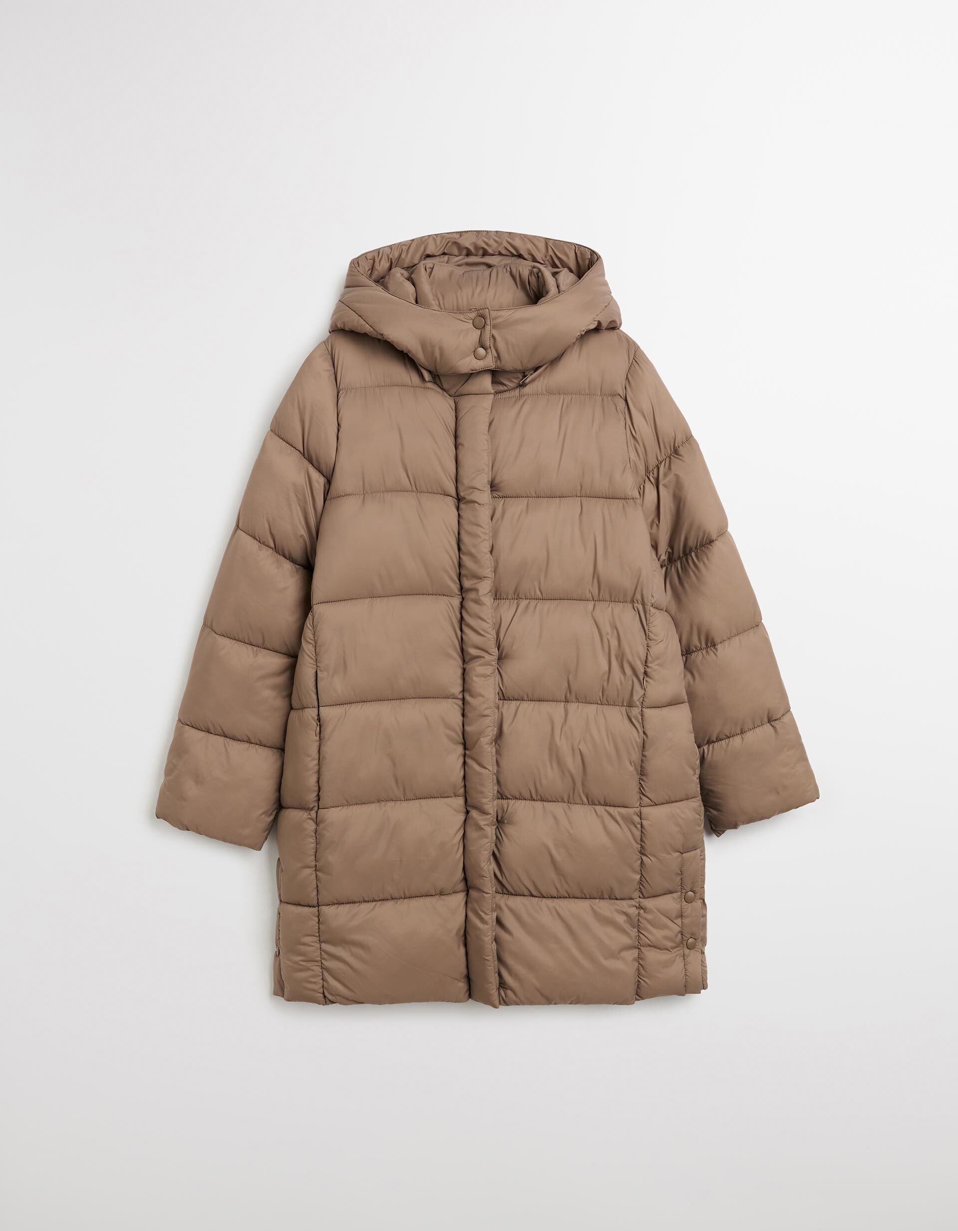 Comprar Online Casaco Acolchoado Comprido, Mulher, Bege Escuro 