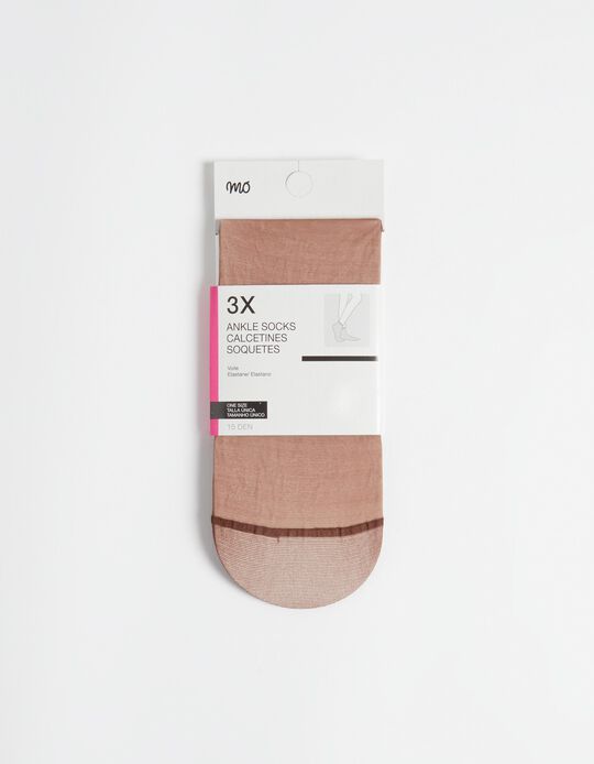 Comprar Online 3 Pairs of 15DEN Ankle Socks Pack, Women, Dark Brown