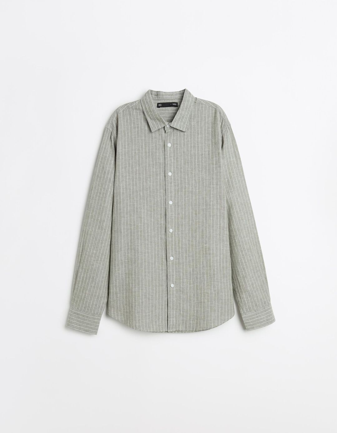 Camisa Riscas com Linho, Homem, Verde