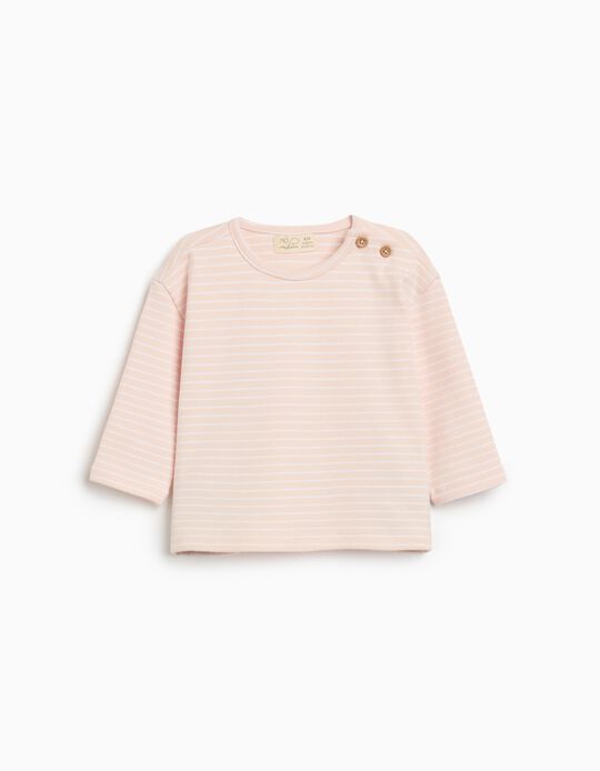 Comprar Online T-shirt de Manga Comprida com Riscas, Recém-nascido, Rosa Claro