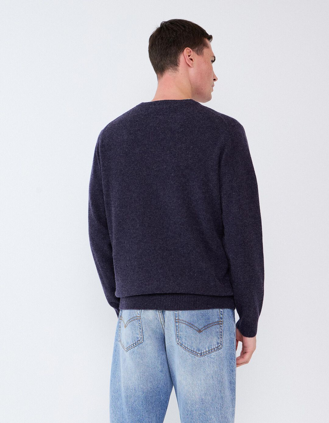 Camisola Com Mistura De L&atilde;, Homem, Azul Escuro