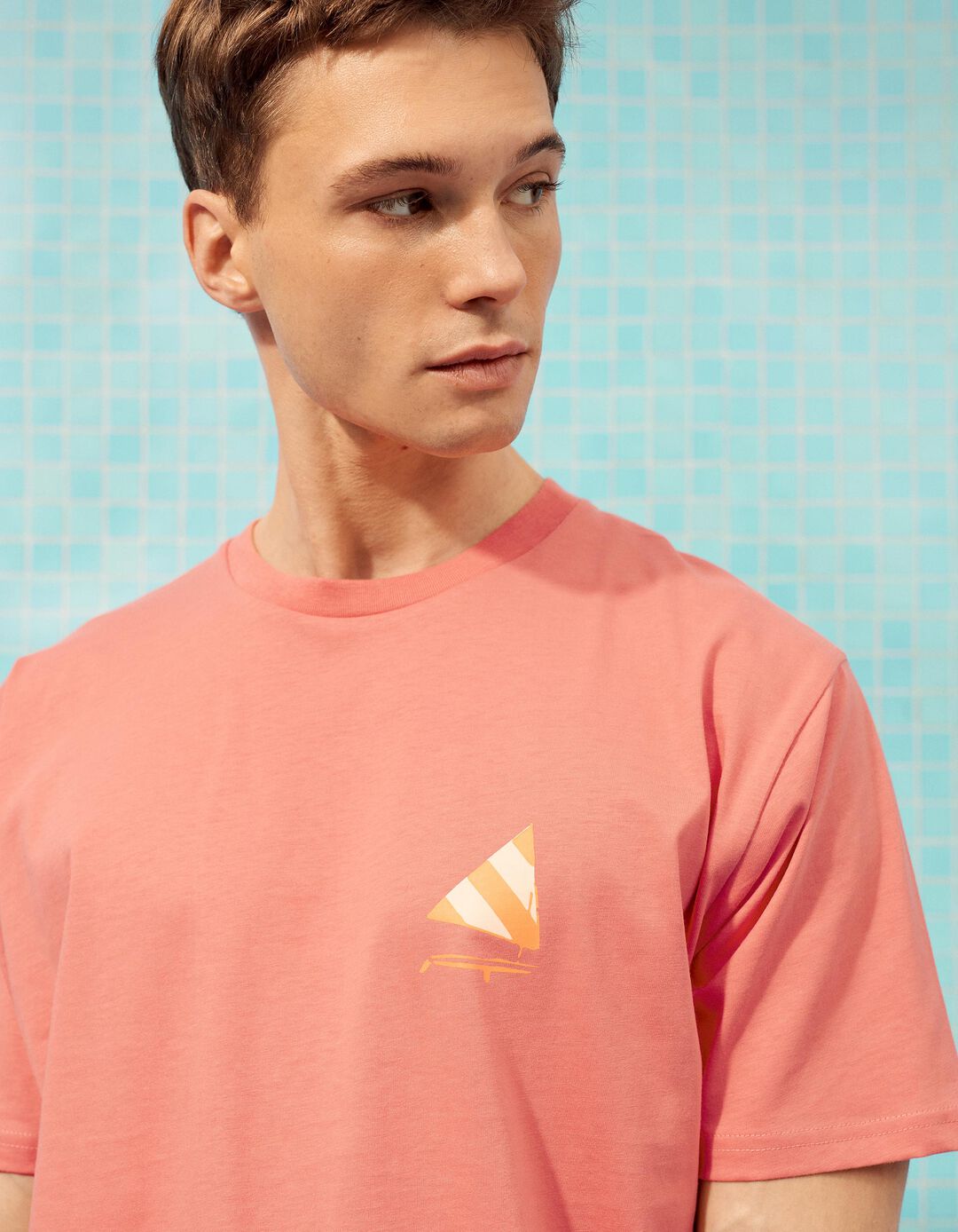 T-shirt Estampada, Homem, Laranja