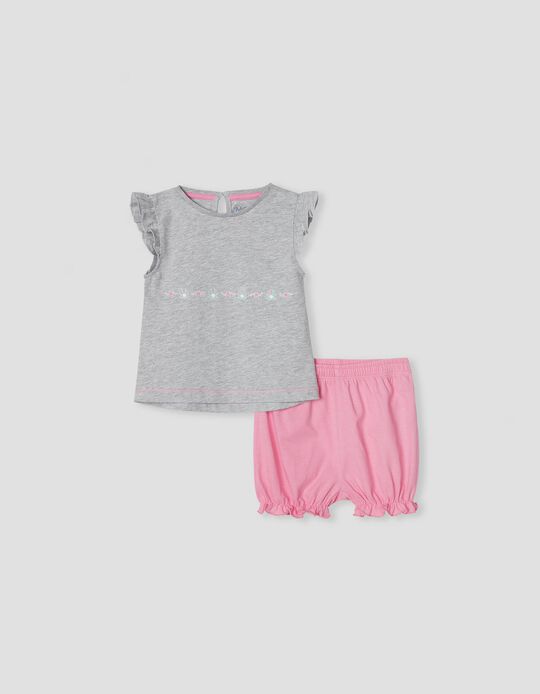 T-shirt + Shorts Set, Baby Girls, Grey