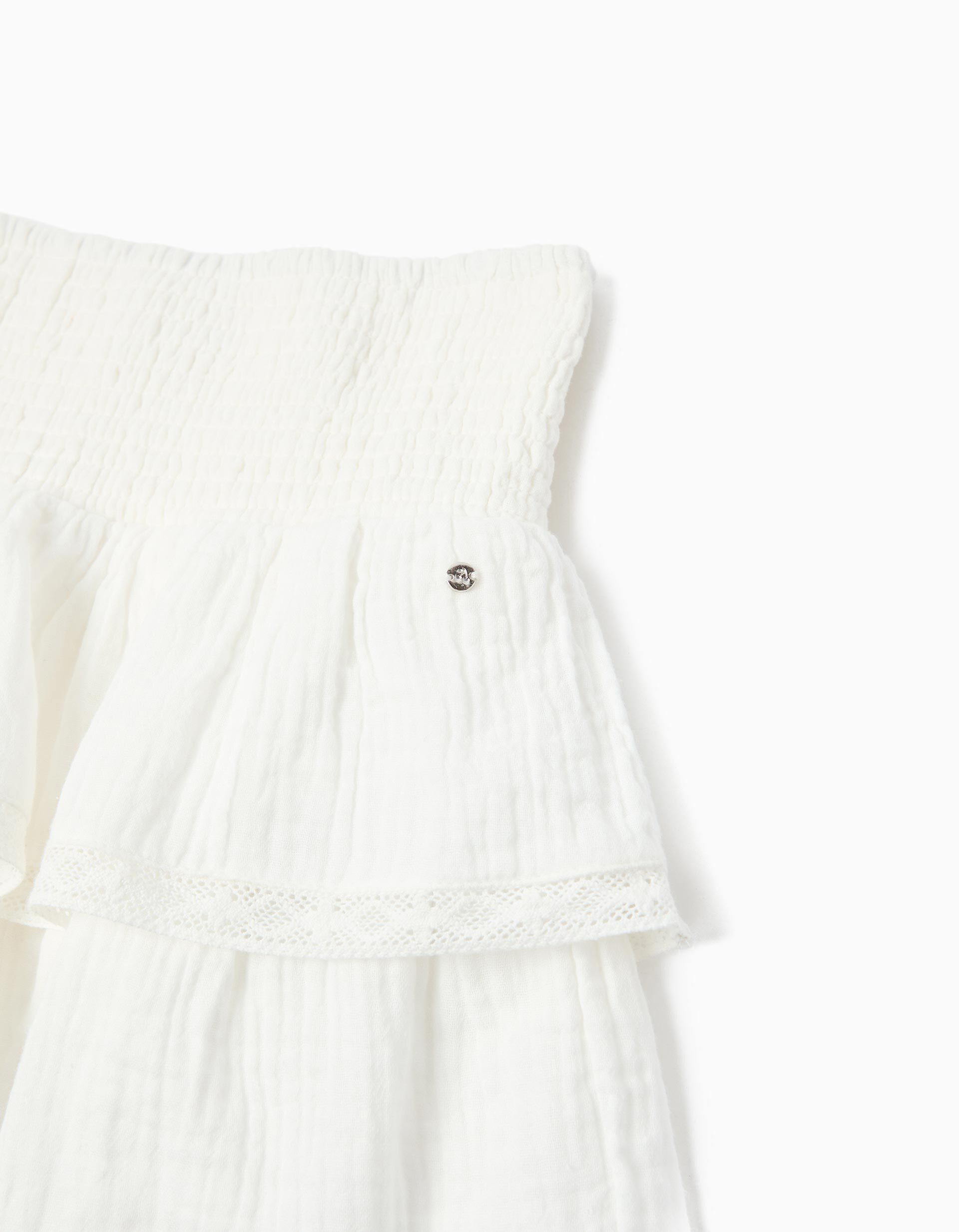 Comprar Online Saia com Folhos, Menina, Branco