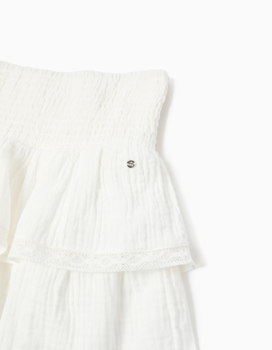 Saia com Folhos, Menina, Branco