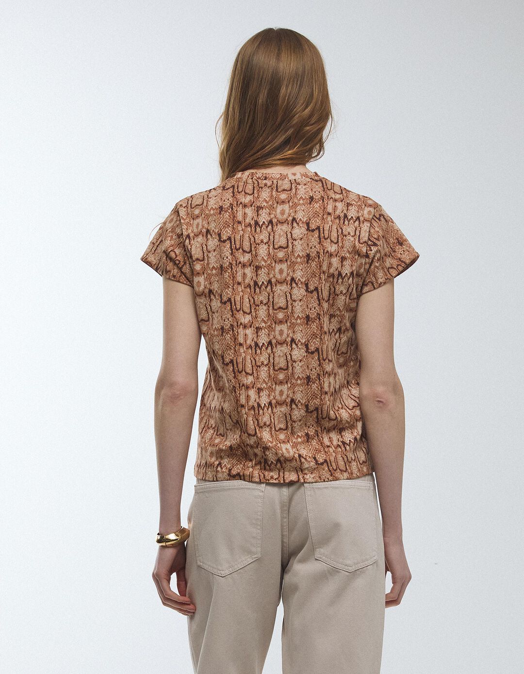 T-shirt Animal Print, Mulher, Bege