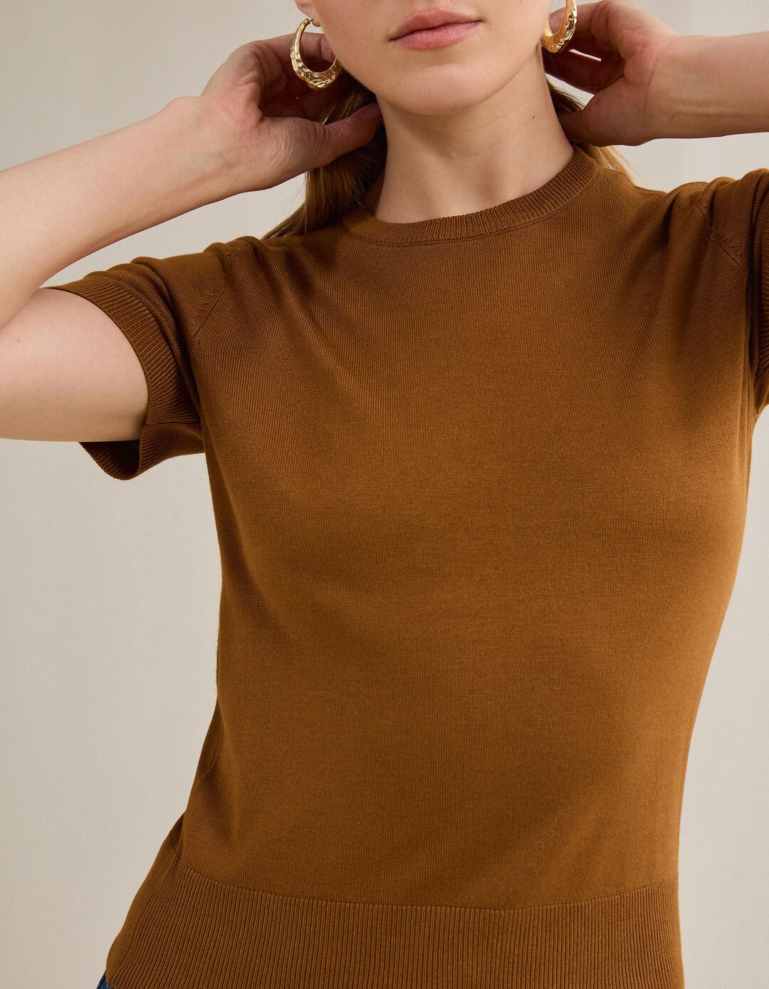 Camisola de Malha, Mulher, Castanho Claro