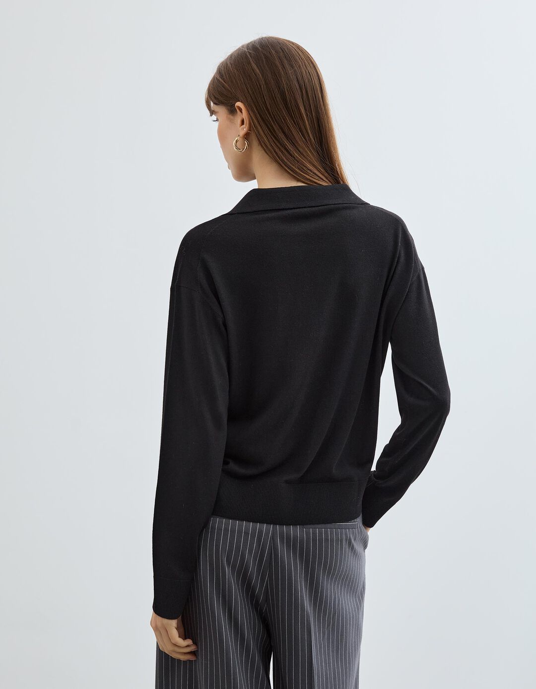 Polo com Caxemira, Mulher, Preto