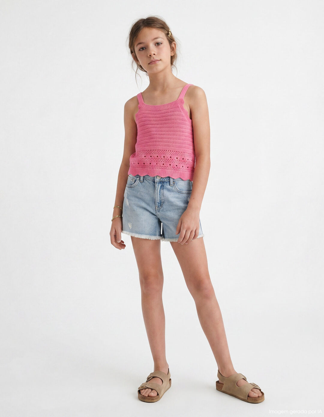 Top Crochet, Menina, Rosa