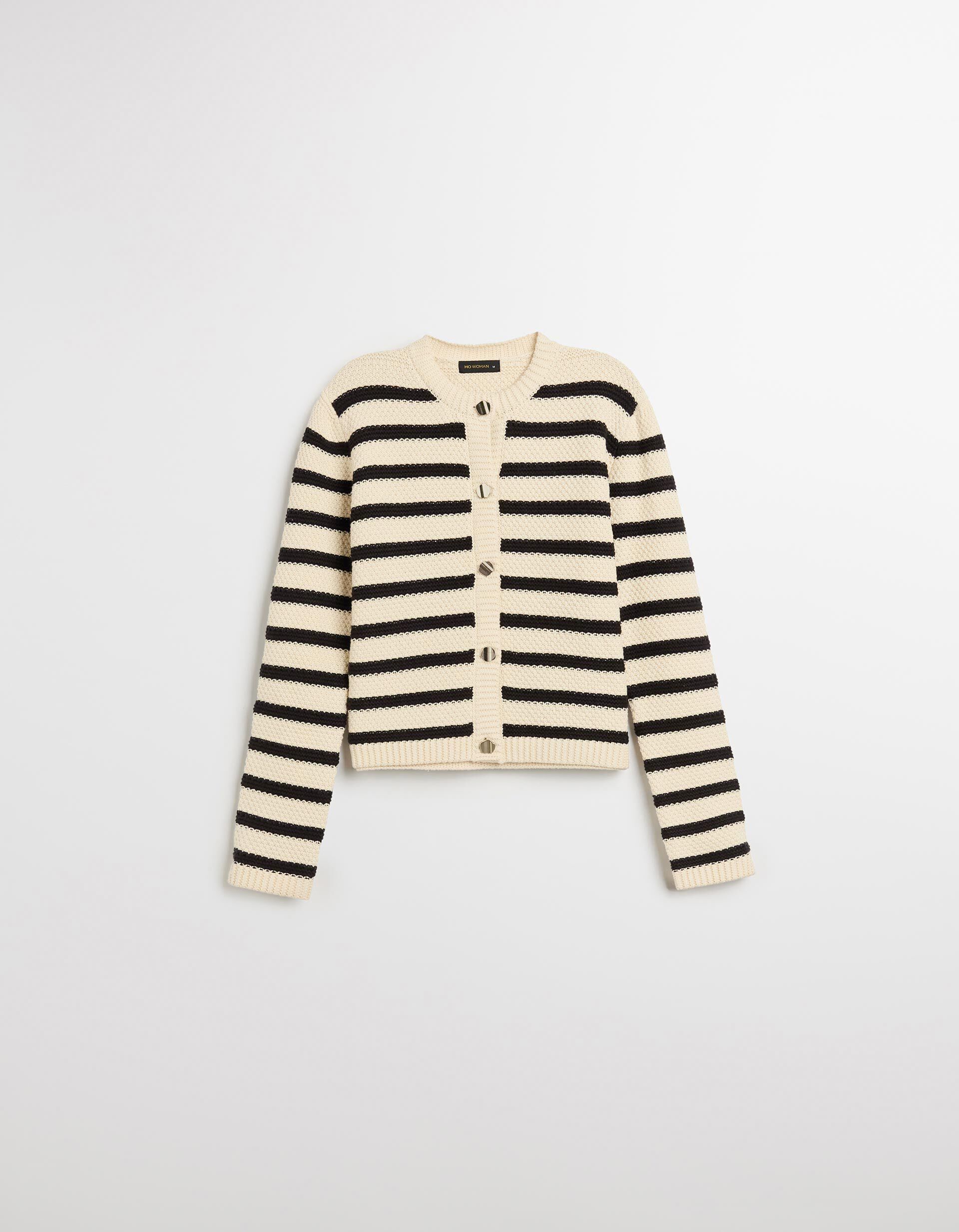 Comprar Online Casaco de Malha Riscas, Mulher, Preto