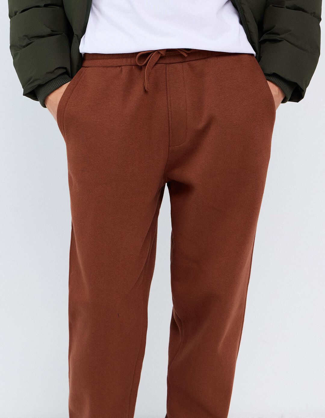 Cal&ccedil;as Jogger De Felpa, Homem, Castanho