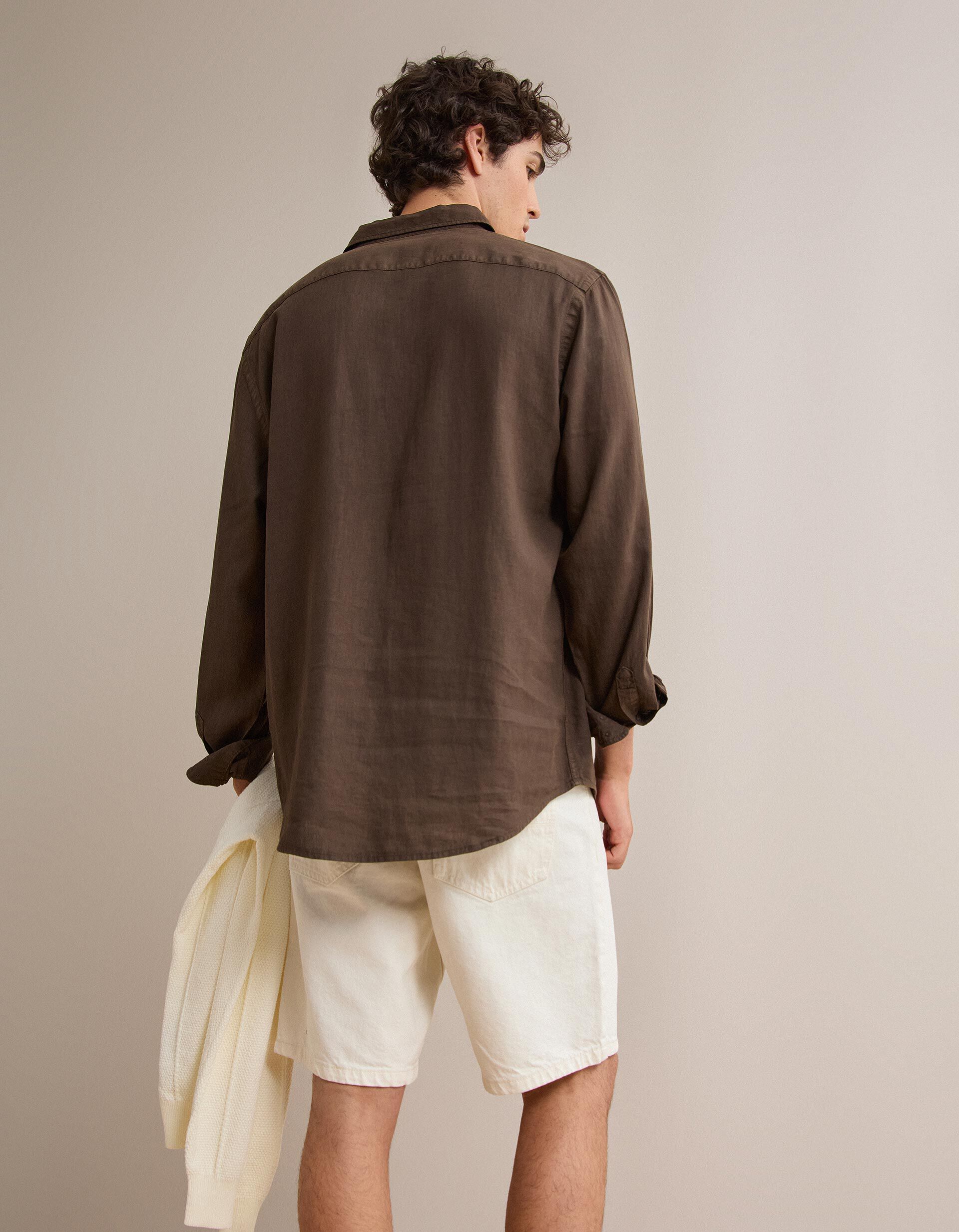 Comprar Online Camisa com Linho, Homem, Castanho