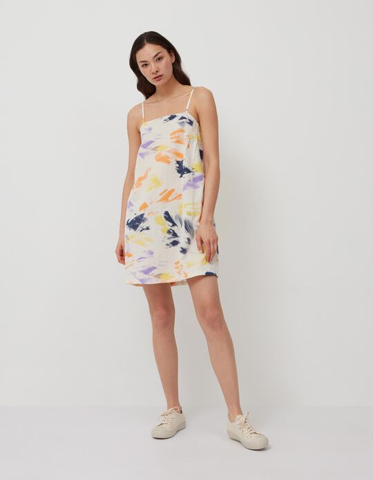 Linen Blend Dress, Women, Multicolour