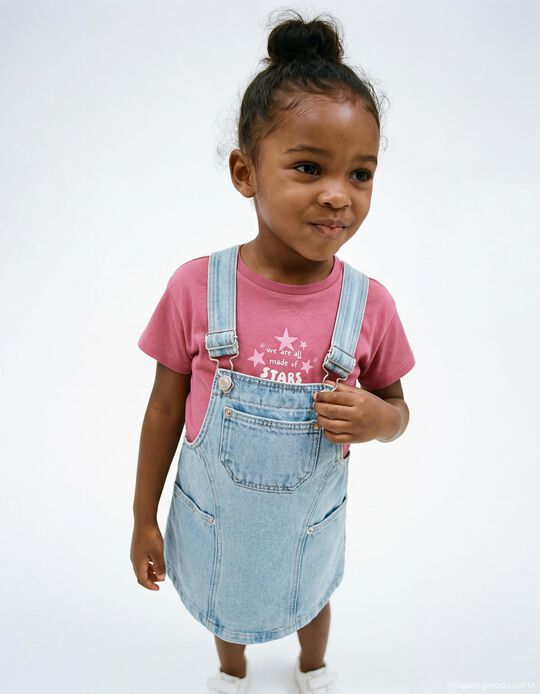 Comprar Online Saia Jardineira, Menina, Azul Claro