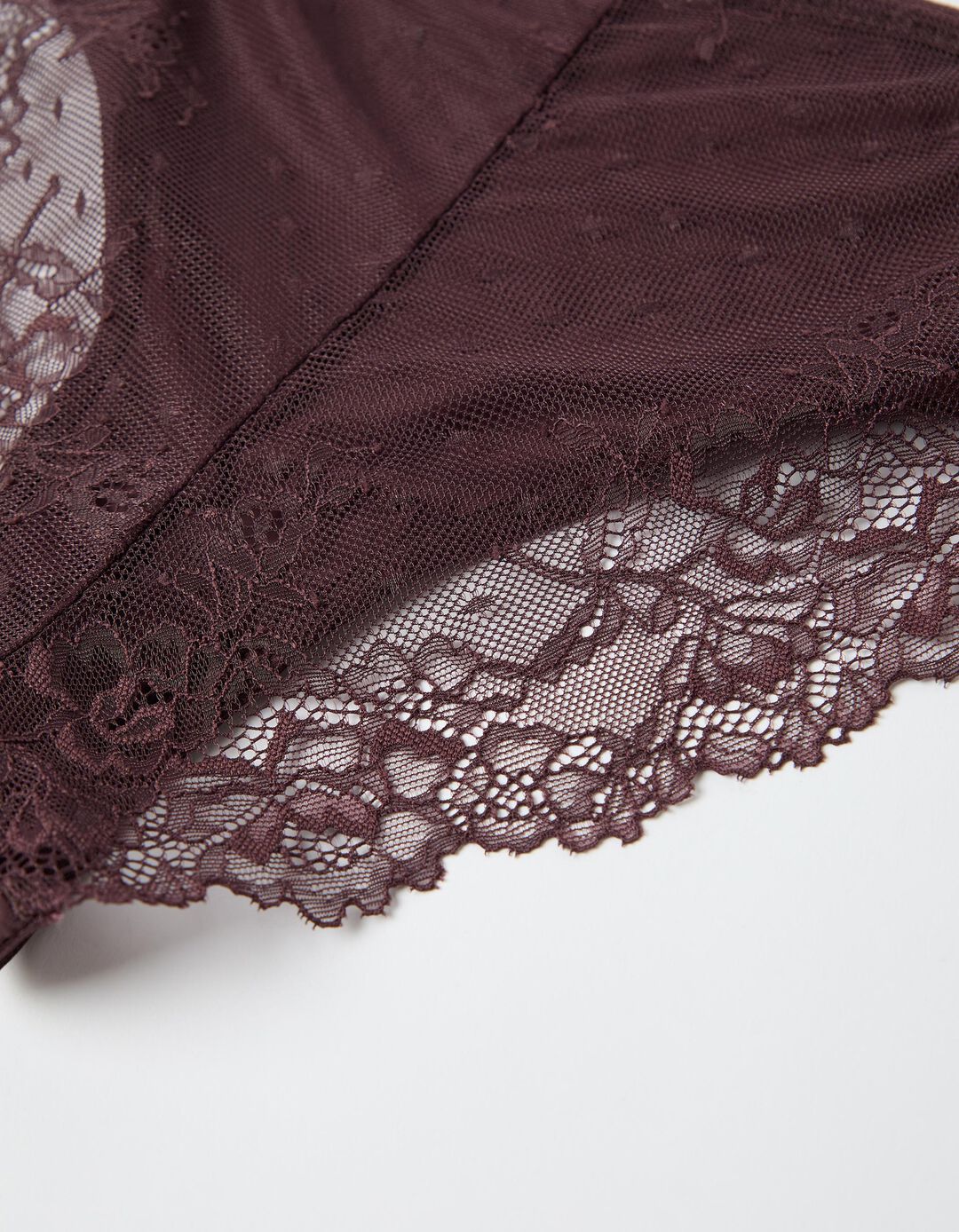 Cuecas Brief com Renda, Mulher, Vermelho Escuro