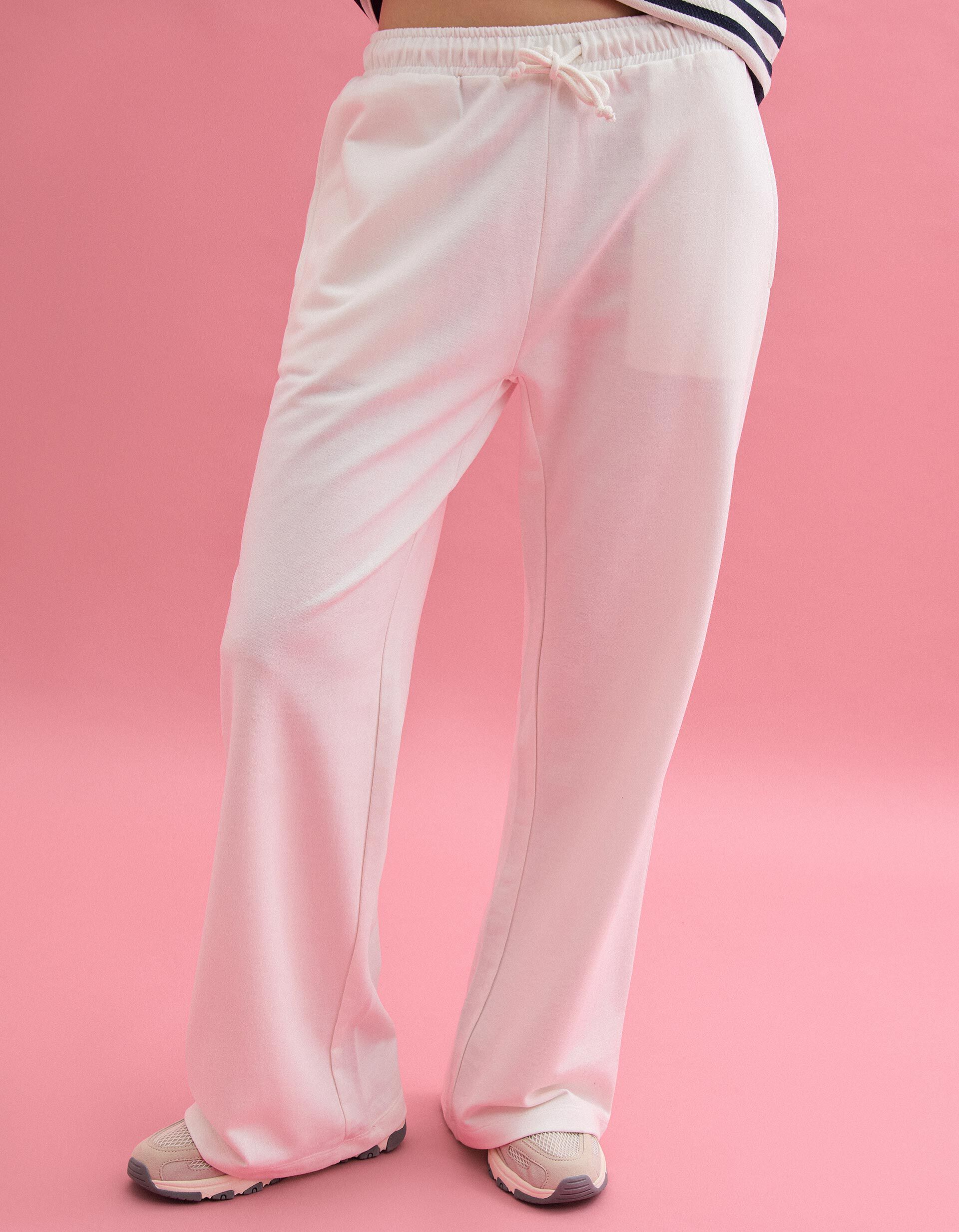 Comprar Online Cal&ccedil;as Jogging 'Wide Leg', Mulher, Bege Claro