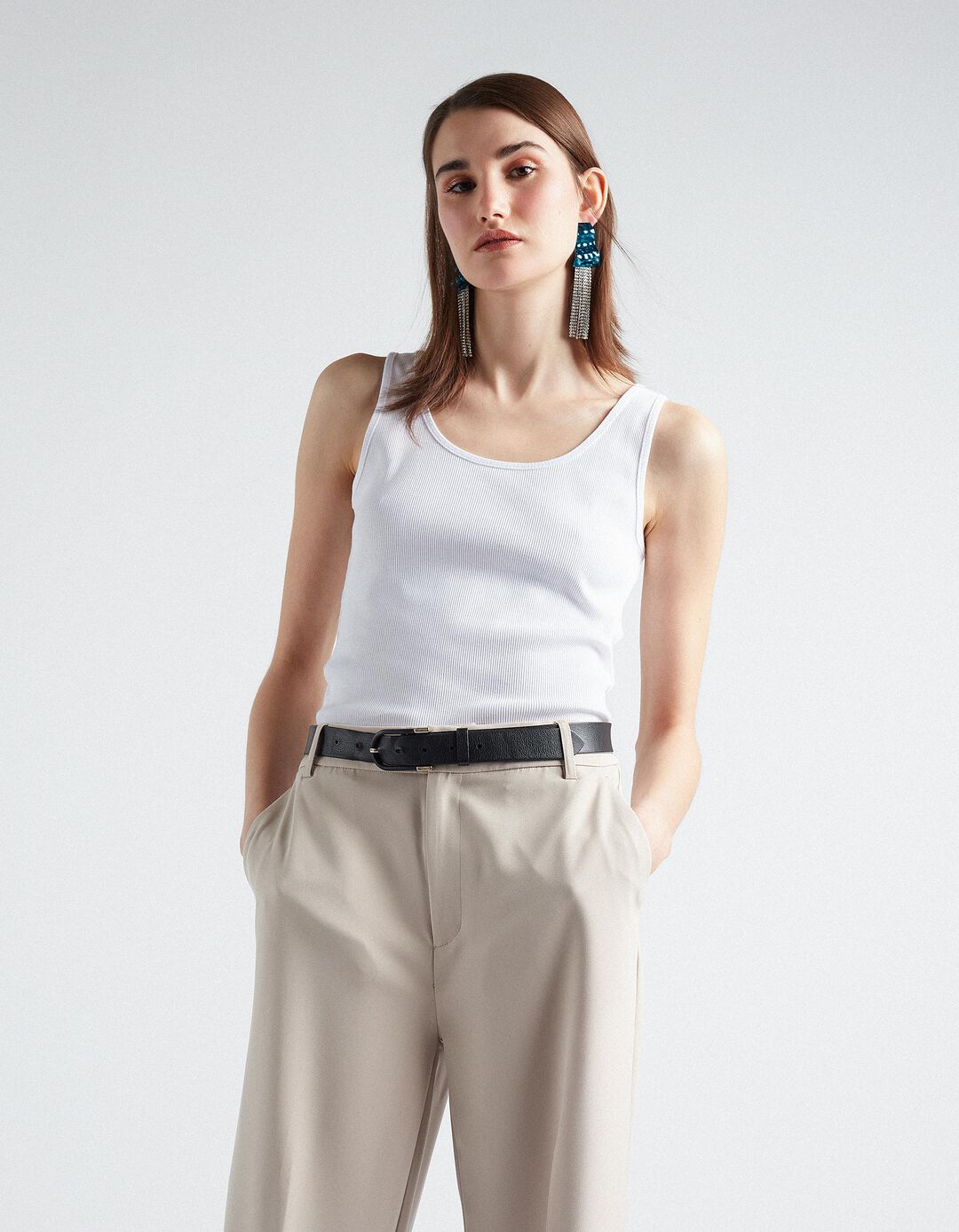 Ribbed Top, Women, White