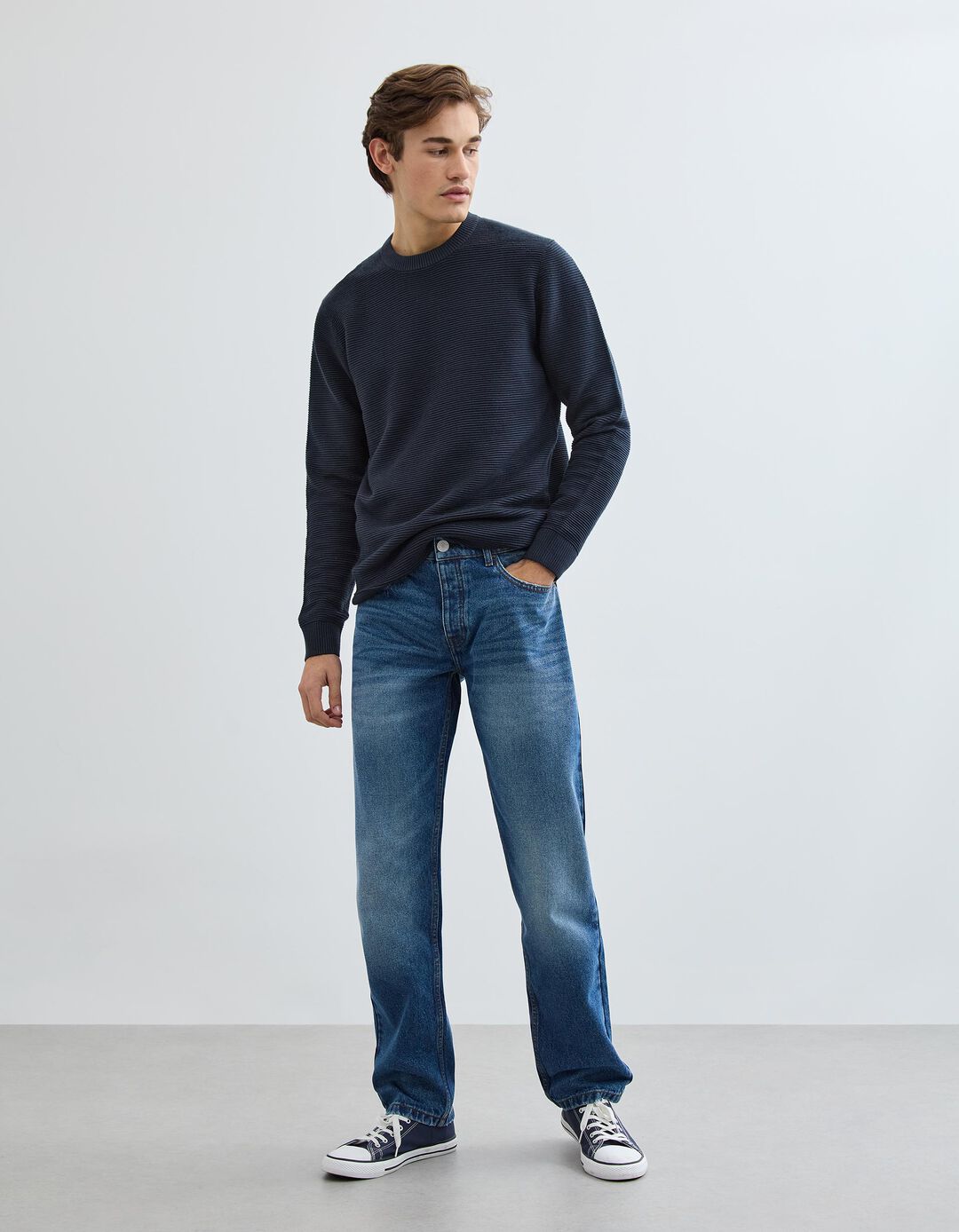 Cal&ccedil;as de Ganga 'Straight Fit', Homem, Azul Escuro