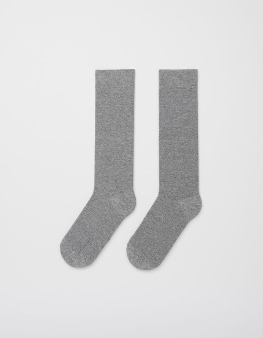 Cotton Blend Socks, Women, Grey