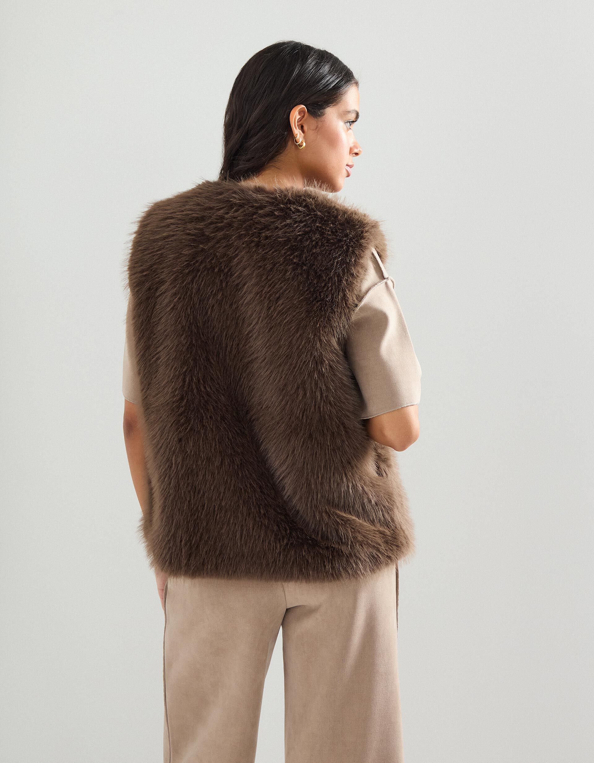 Comprar Online Colete em Pelo Sint&eacute;tico, Mulher, Castanho 