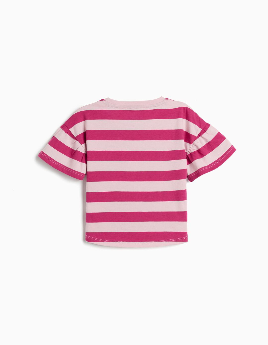 T-shirt Riscas, Menina, Rosa Escuro