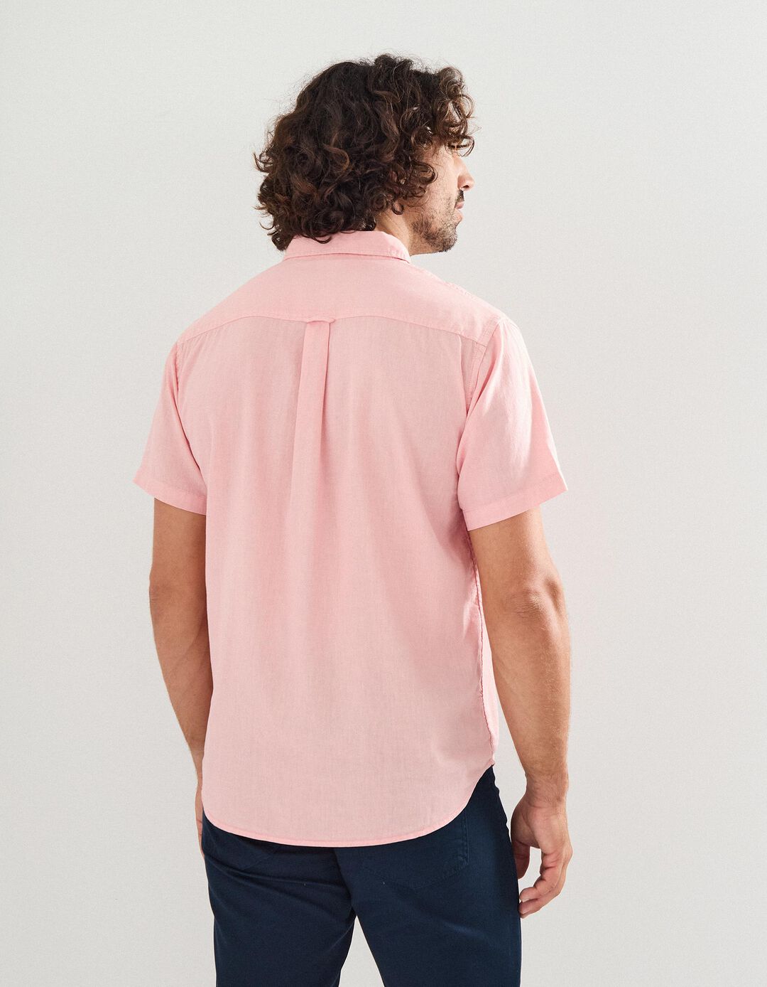 Camisa com Linho, Homem, Rosa Claro