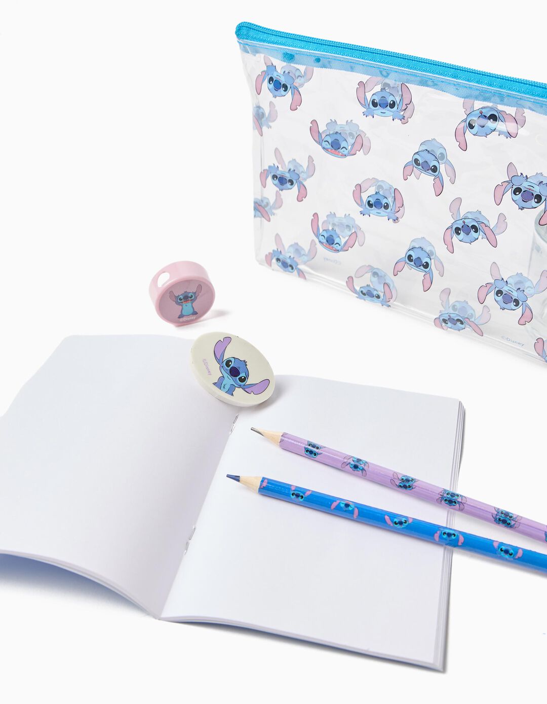 Conjunto de Papelaria 'Stitch' &copy;Disney, Menina, Azul 