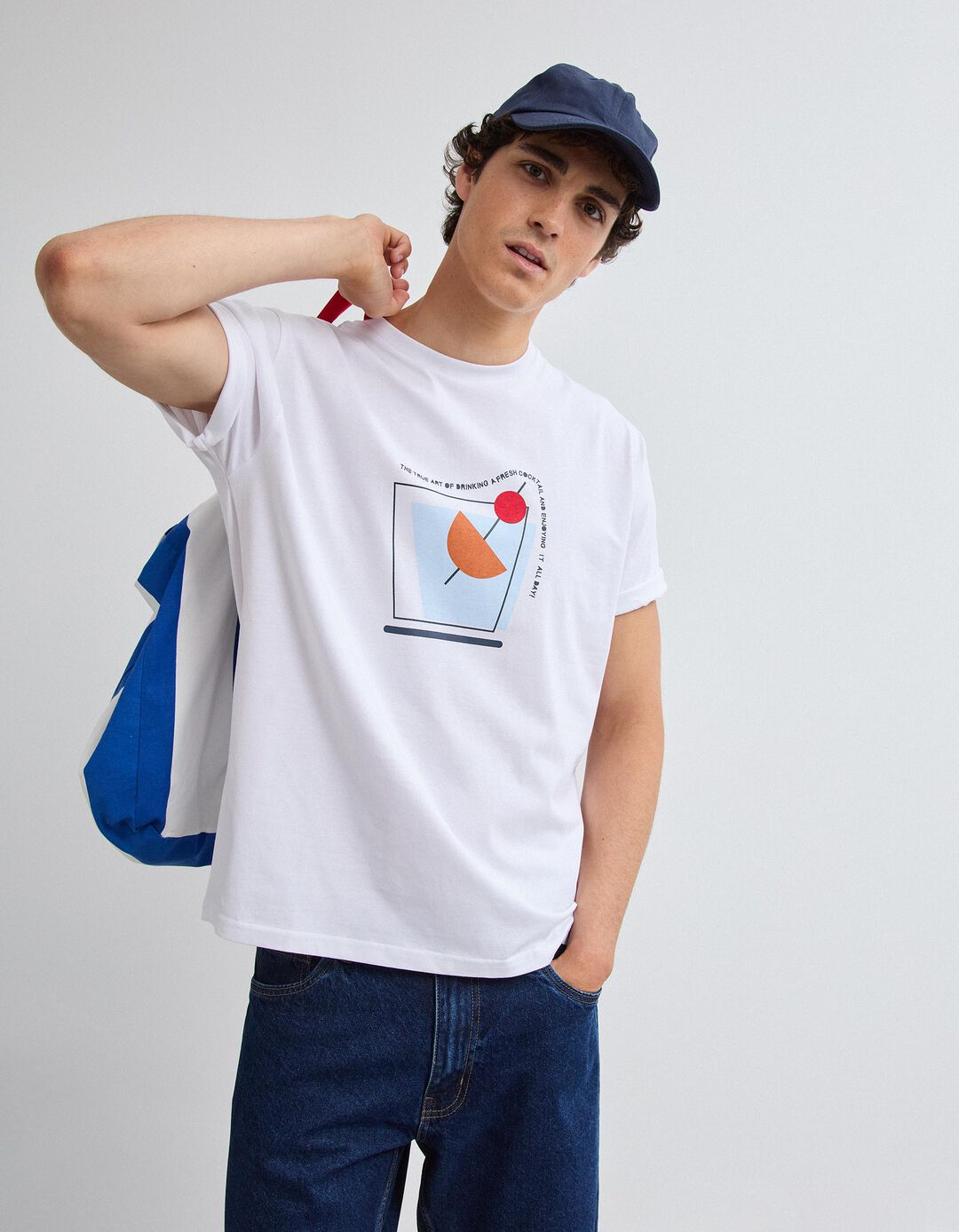 T-shirt Jersey Estampada, Homem, Branco