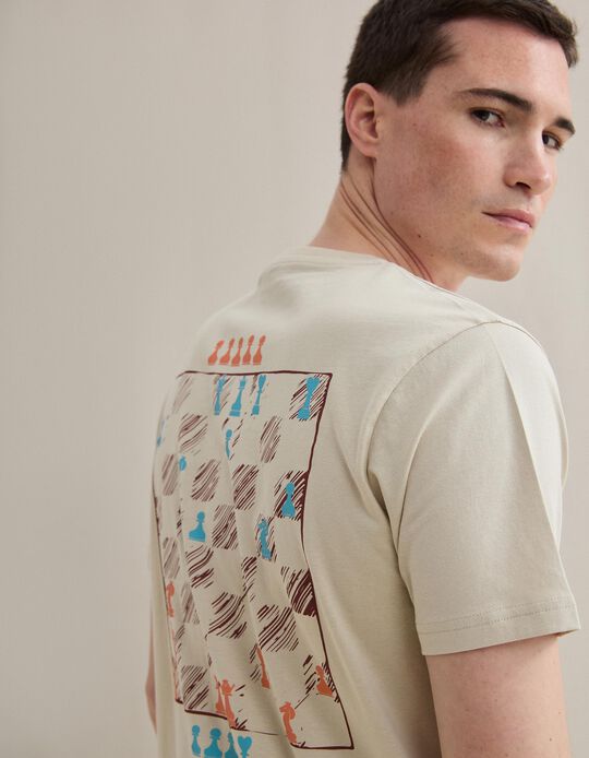 Comprar Online T-shirt Jersey Estampado, Homem, Bege