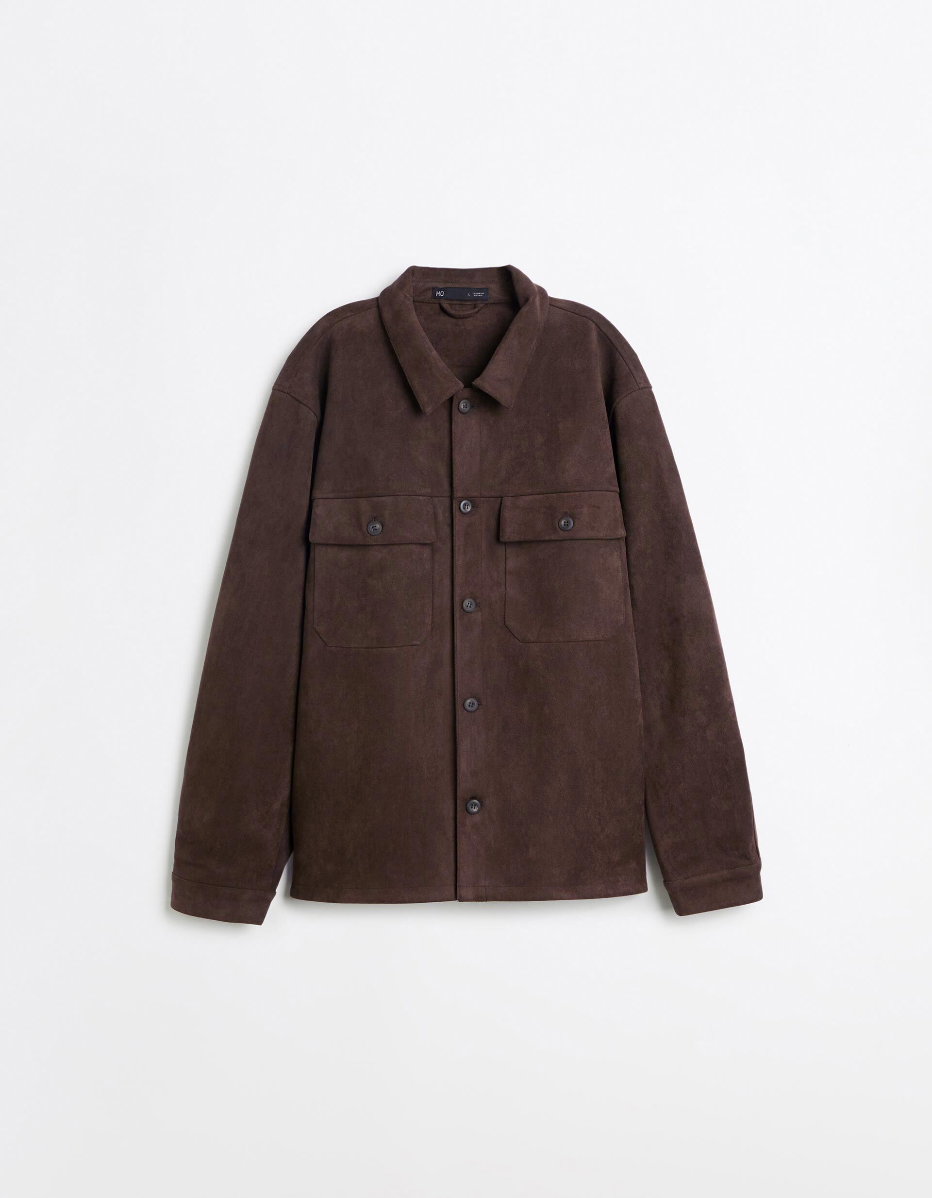 Comprar Online Sobrecamisa Efeito Camur&ccedil;a, Homem, Castanho Escuro