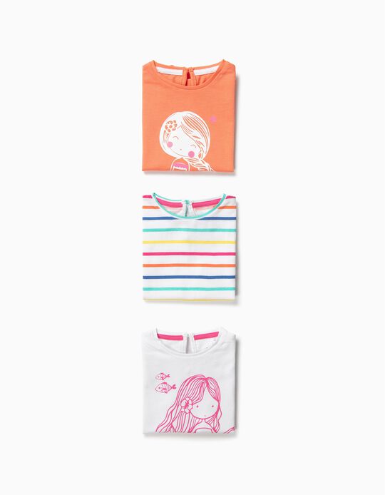 3 T-shirts para Beb&eacute; Menina 'Mermaid', Multicolor