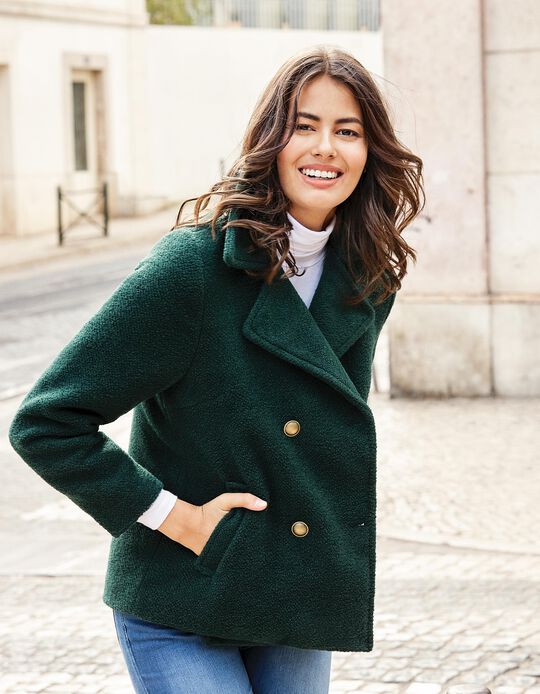 Casaco de trespasse curto com bot&otilde;es